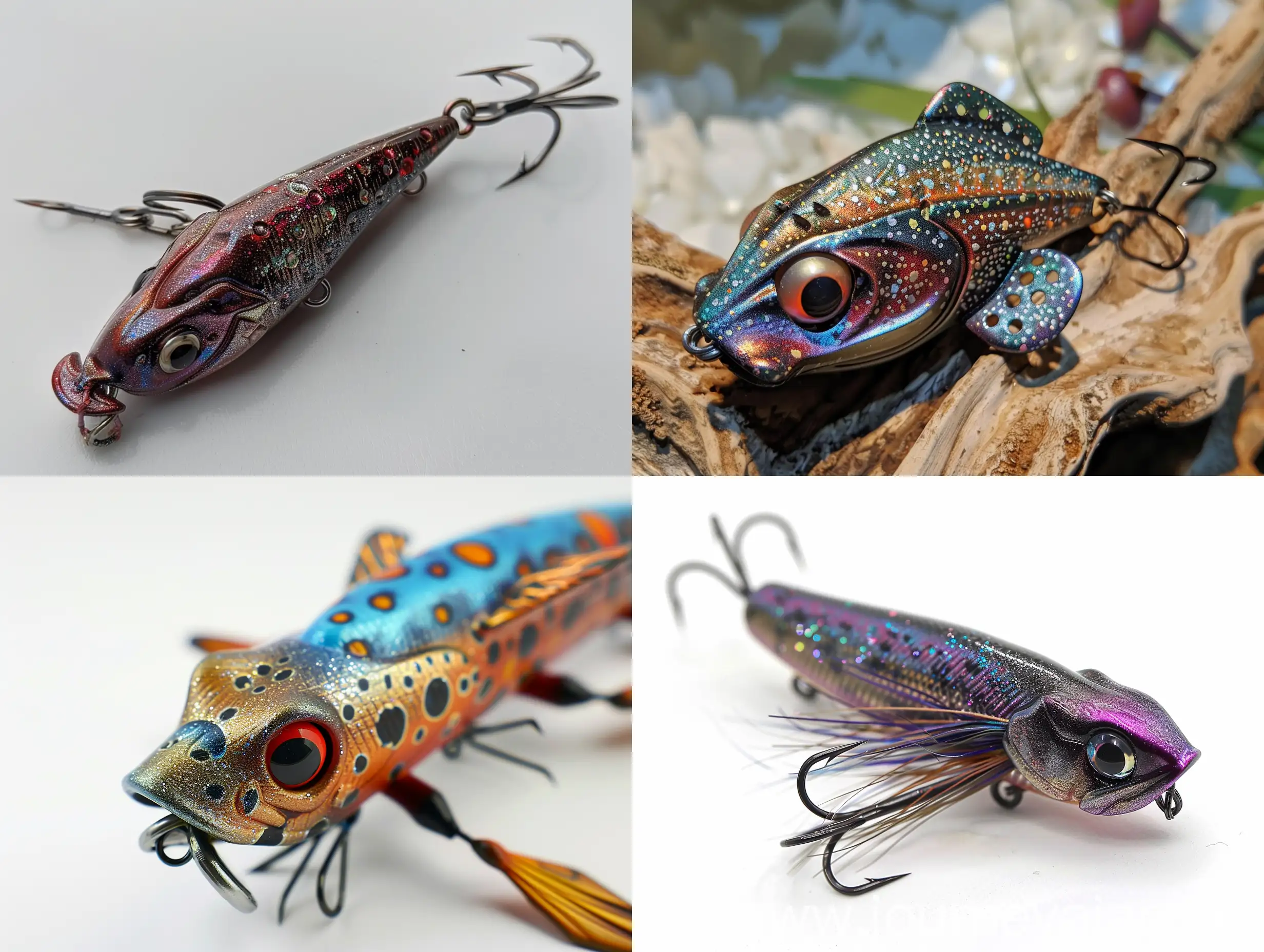 modern artificial lure, Realistic details, metallic details, airbrush pigment details