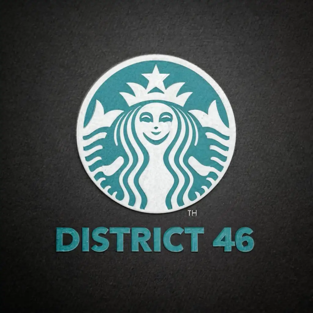 a logo design,with the text "District 46", main symbol:Starbucks siren,Moderate,be used in Others industry,clear background