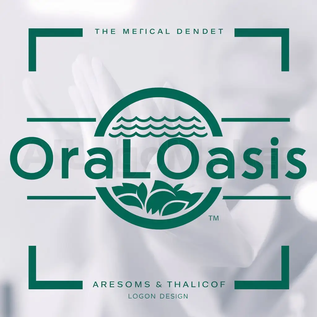 a logo design,with the text "OralOasis", main symbol:big sea, green oasis, border framed, prominent,Moderate,be used in Medical Dental industry,clear background