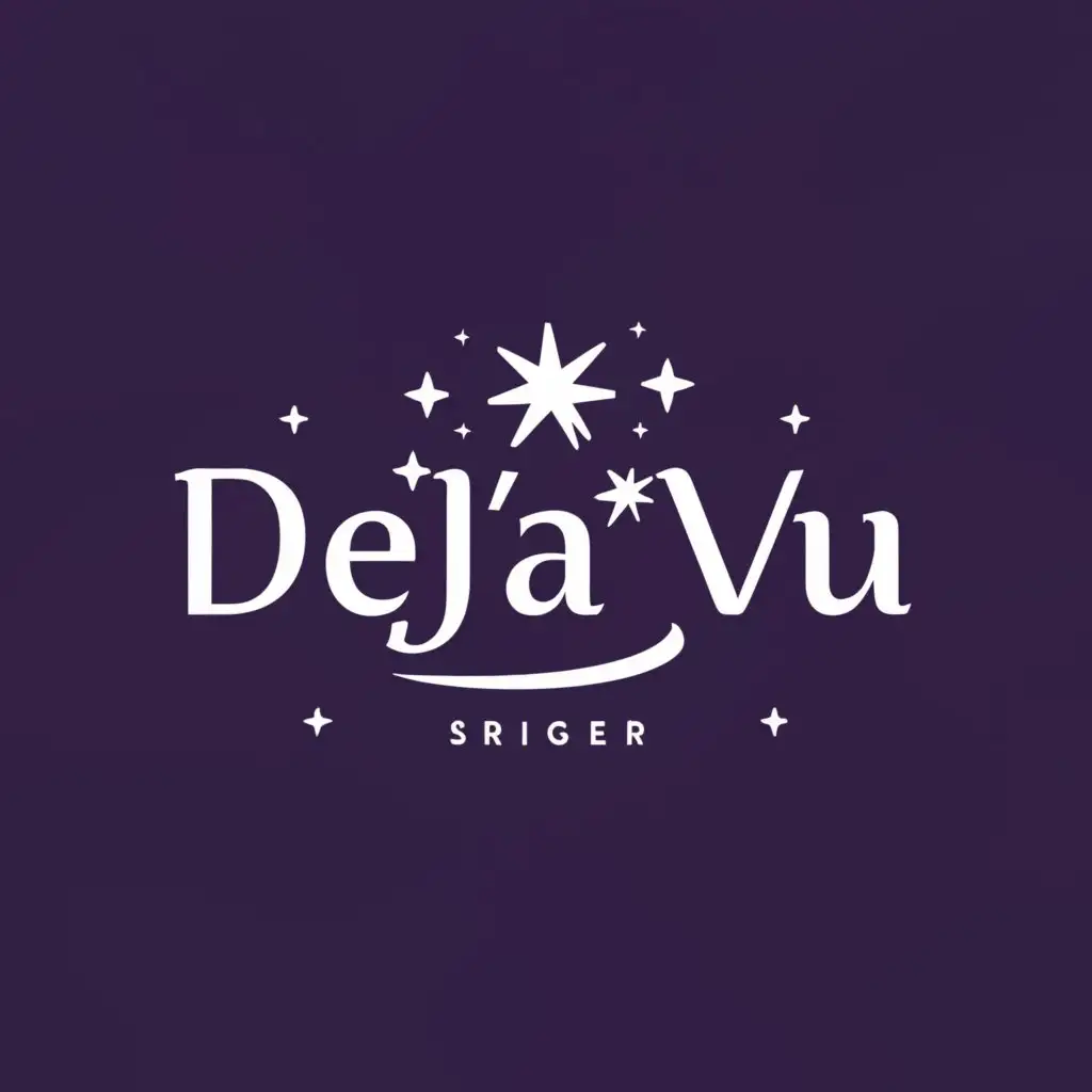 a logo design,with the text "Déjà vu", main symbol:stars, white background, purple, white, magic, unusual,Minimalistic,be used in Others industry,clear background