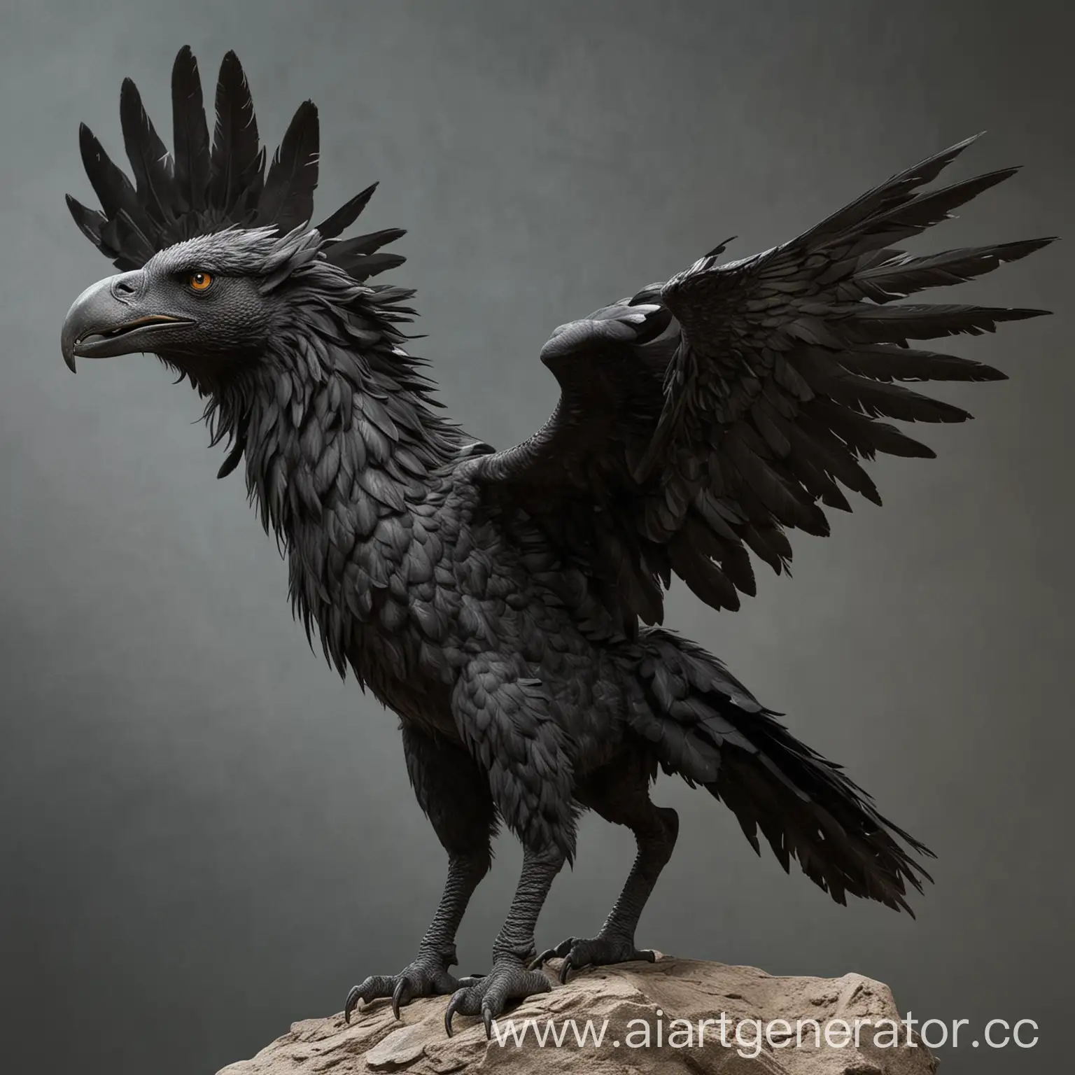 Majestic-Wingless-Black-Griffin-Standing-Tall