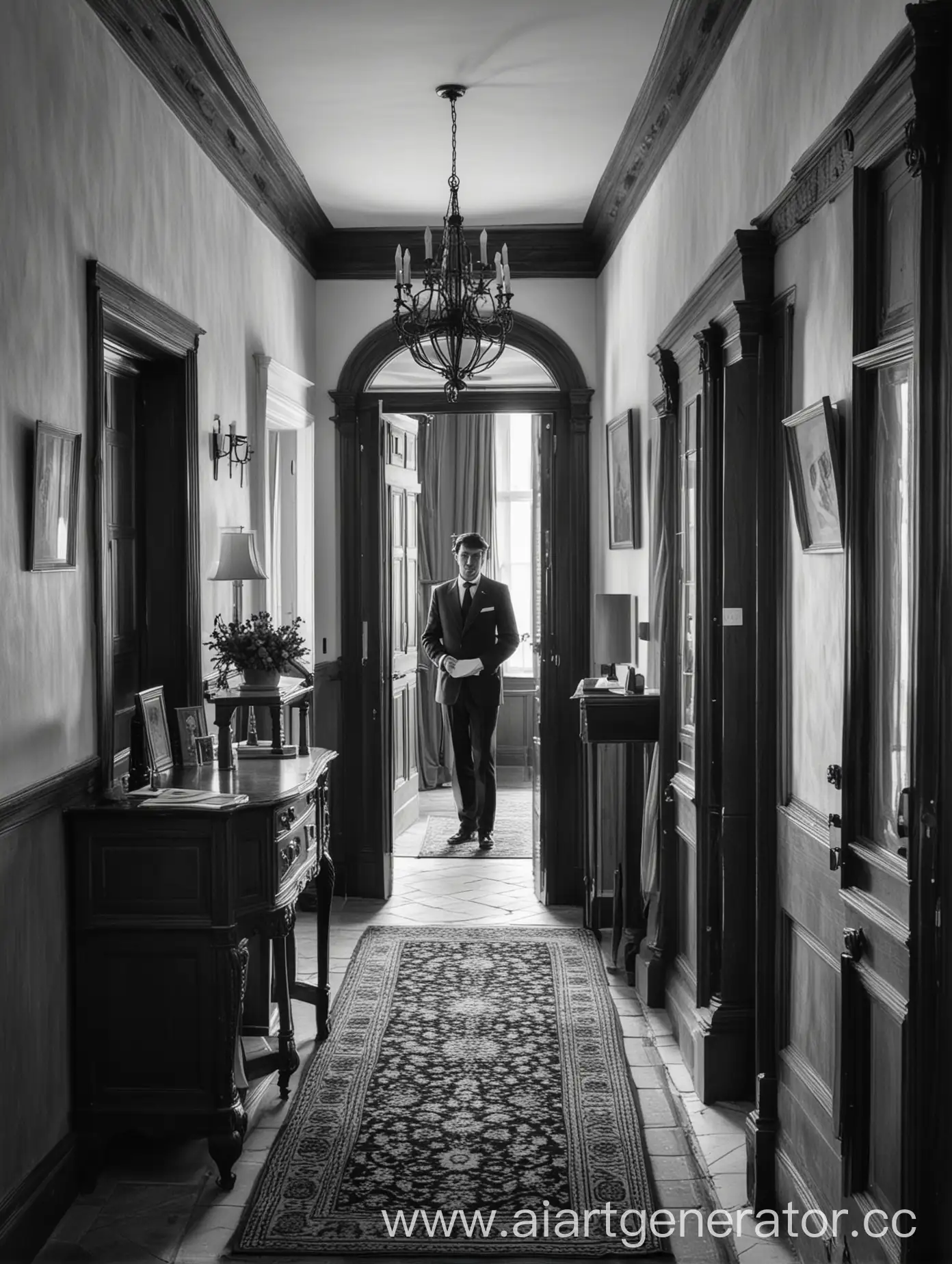 Vintage-Concierge-in-Monochrome-Interior