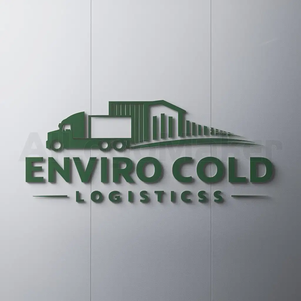 a logo design,with the text 'Enviro Cold Logistics (ECL)', main symbol:Truck and warehouse, Moderate, be used in Others industry, clear background, use a container truck and the logo must be green