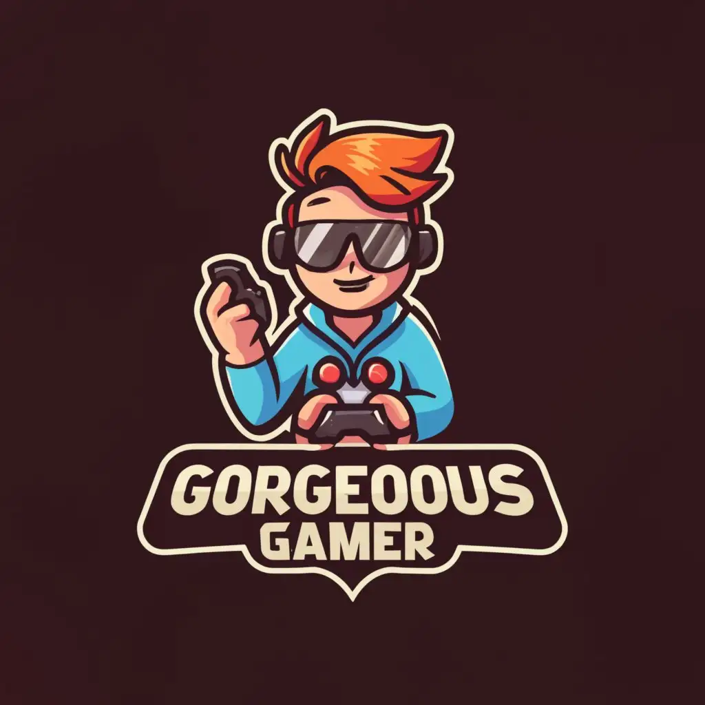 a logo design,with the text "Gorgeousgamer😎", main symbol:Gamer with controller,Moderate,be used in Gaming industry,clear background