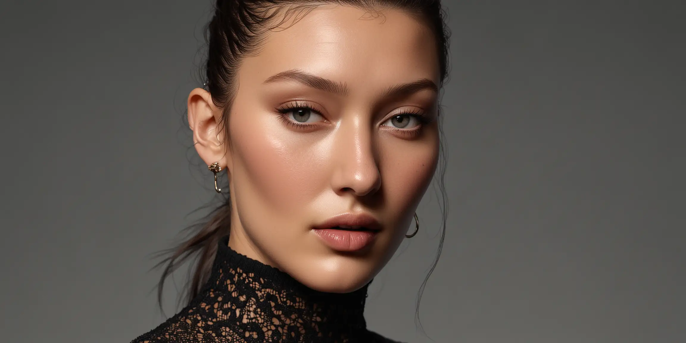 Bella Hadid Dynamic Pose and Detailed Textures in High Resolution Studio Photo
