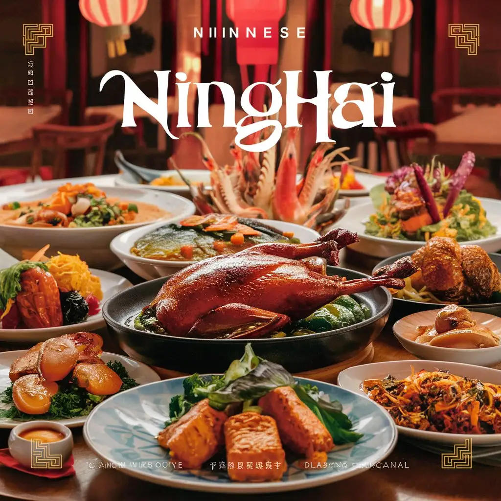 Draw an image of Ninghai cuisine from China as a video cover