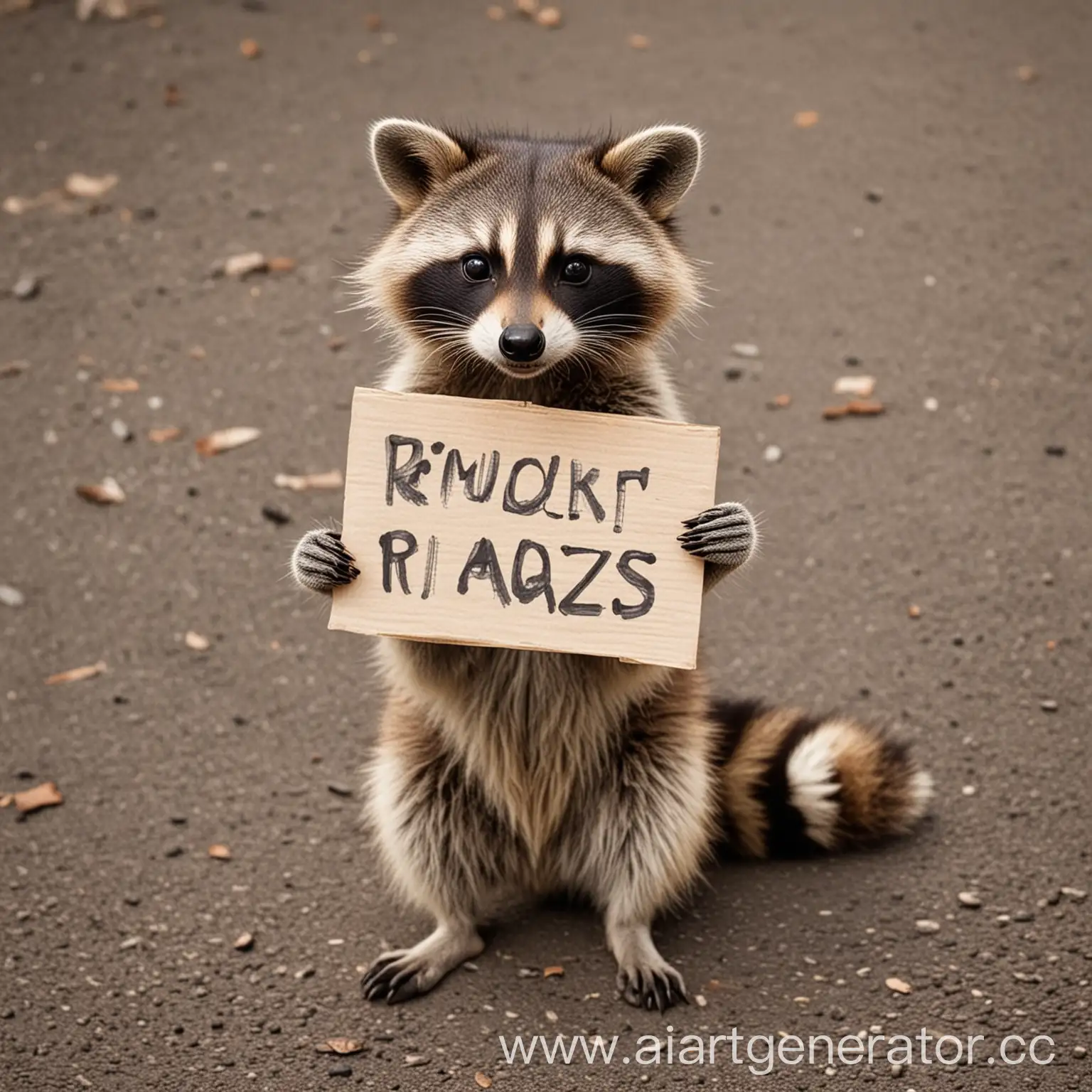 Clever-Raccoon-Holding-Sign-Adorable-Wildlife-Display