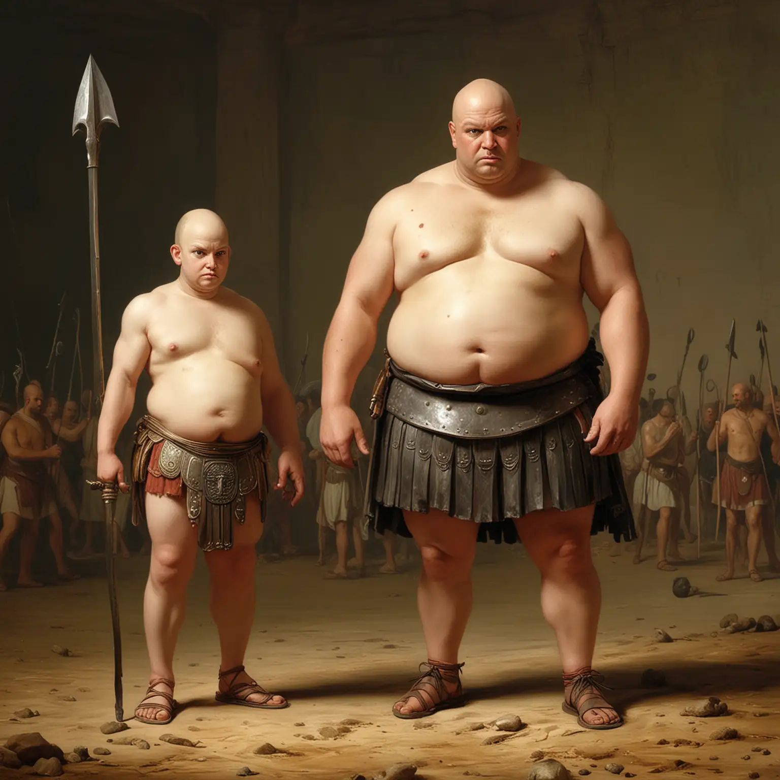 Давид и Голиаф, и жирный лысый мужик