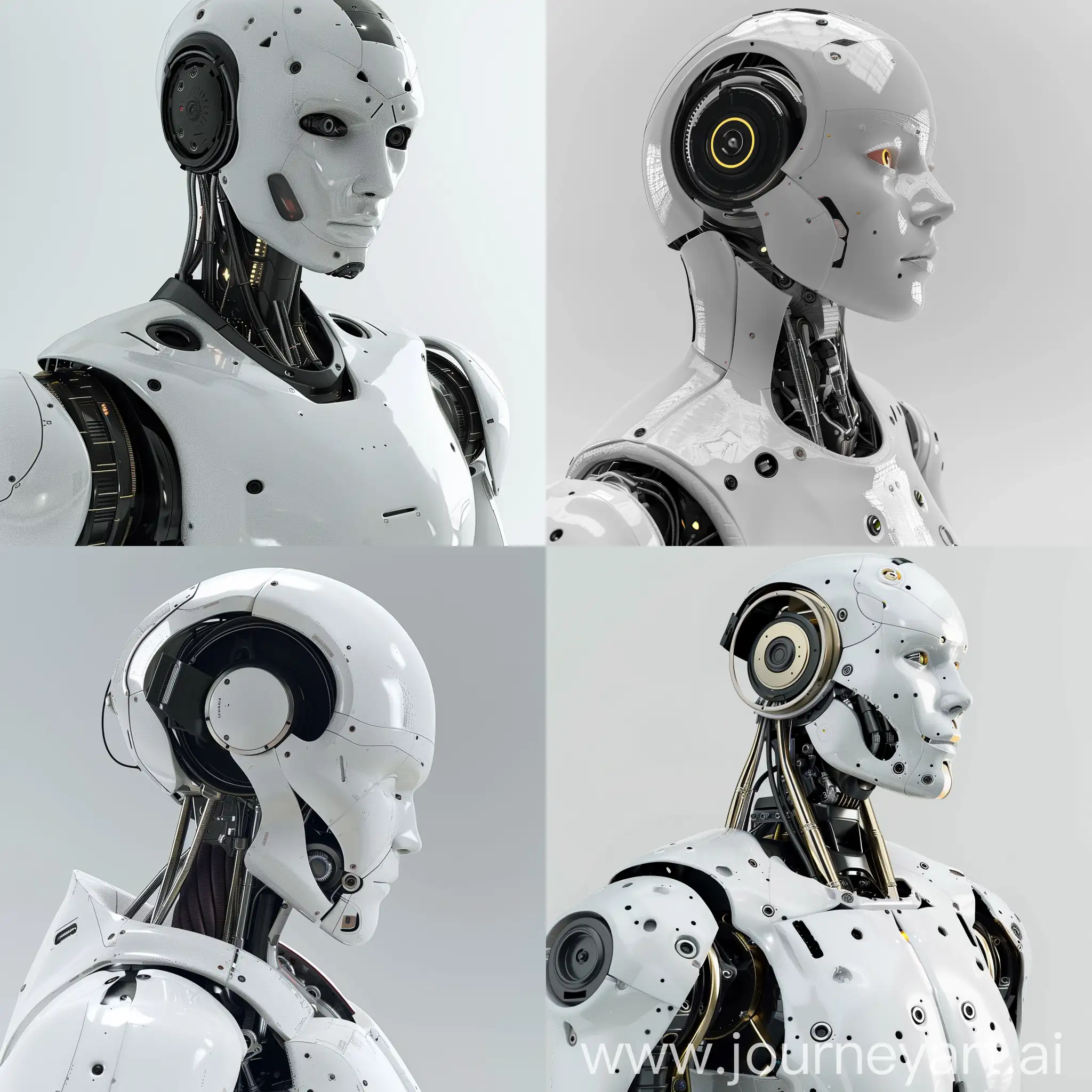Белый робот с искусственным интеллектом с телом человека. Реалистичный и детализированный. Для автарки