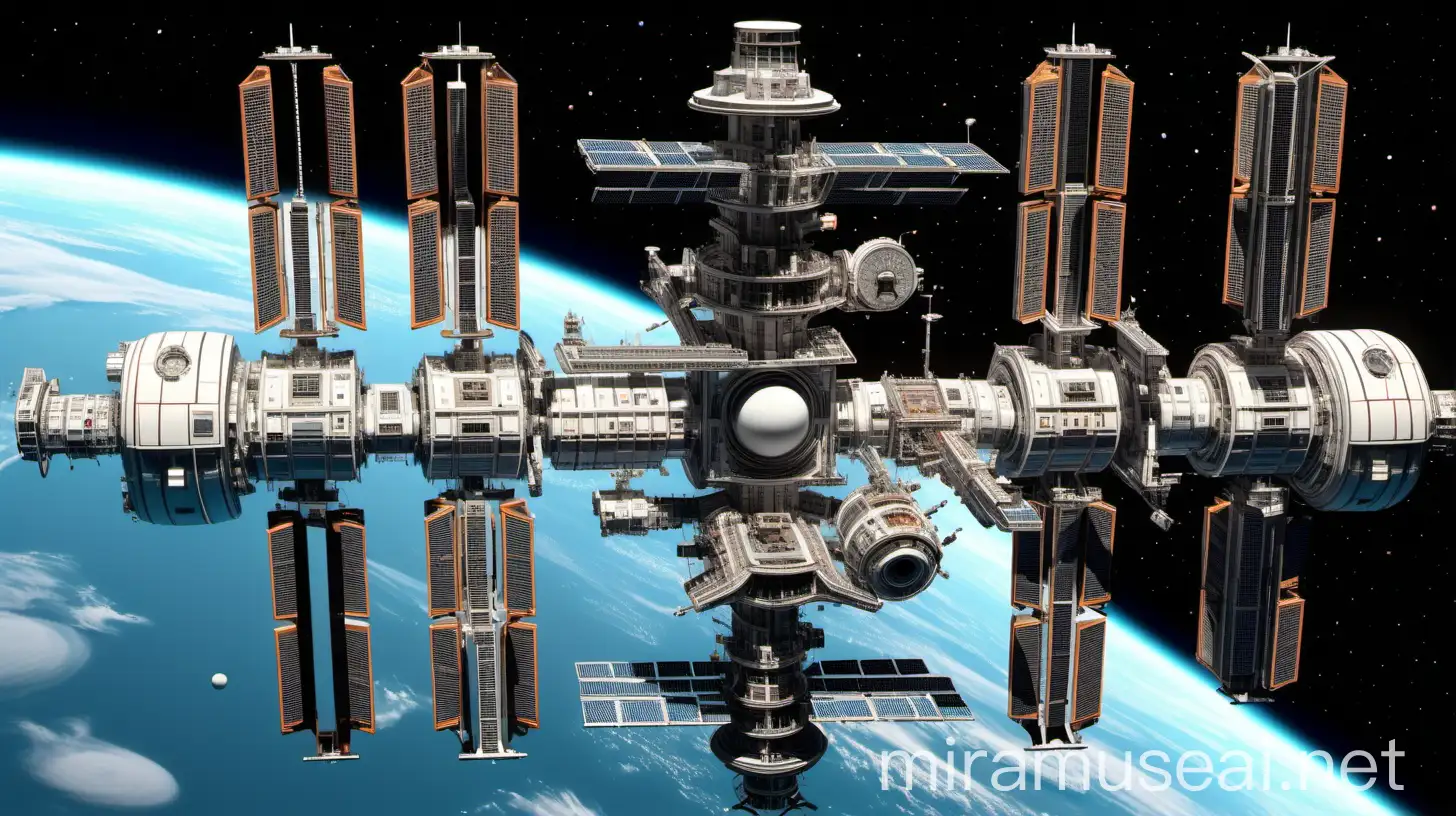 Realistic and Detailed Space Station Orbiting 2001 Space Odyssey