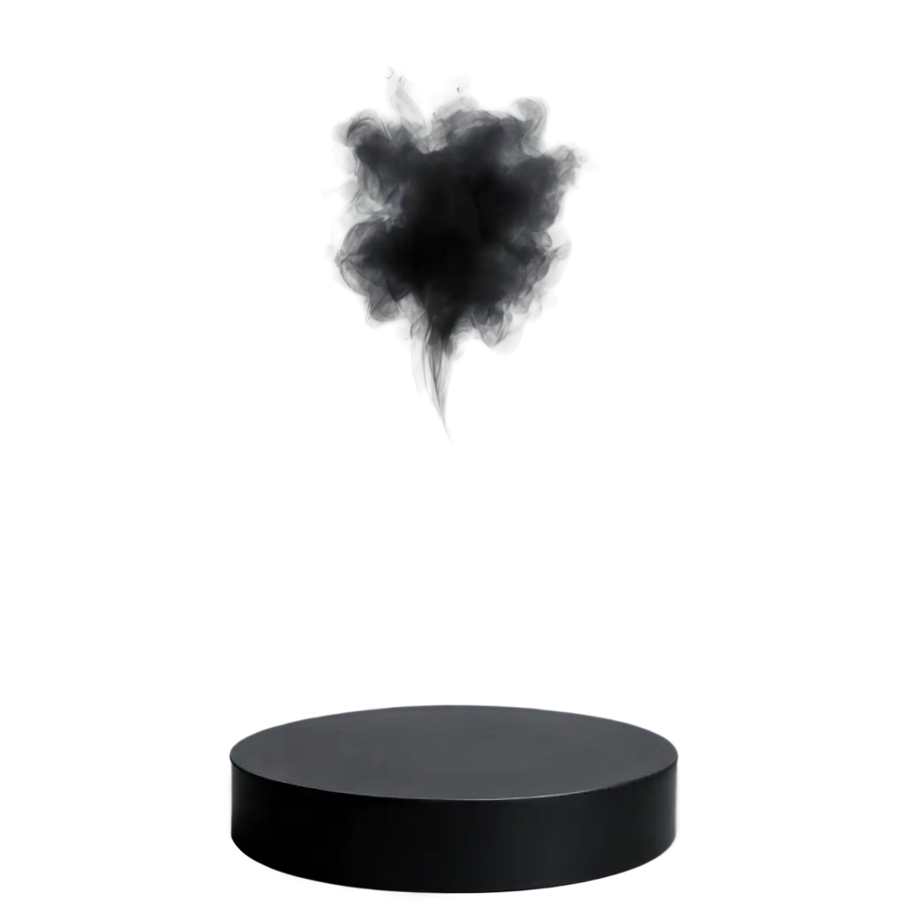 round black podium with smoke on dark background