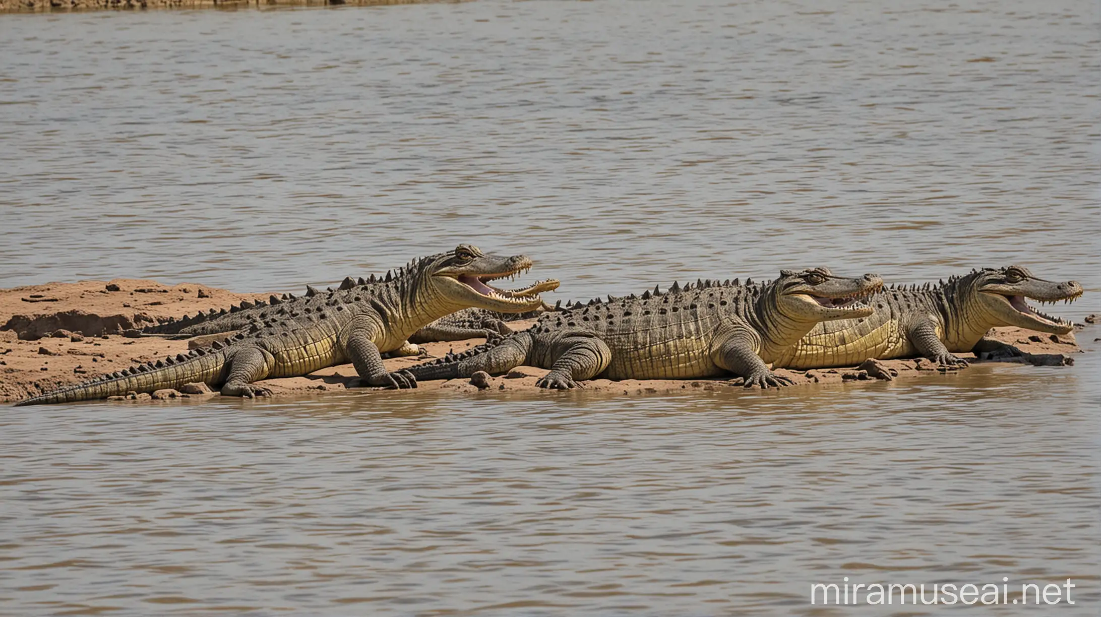 Crocodiles in Chambal River Wildlife Habitat