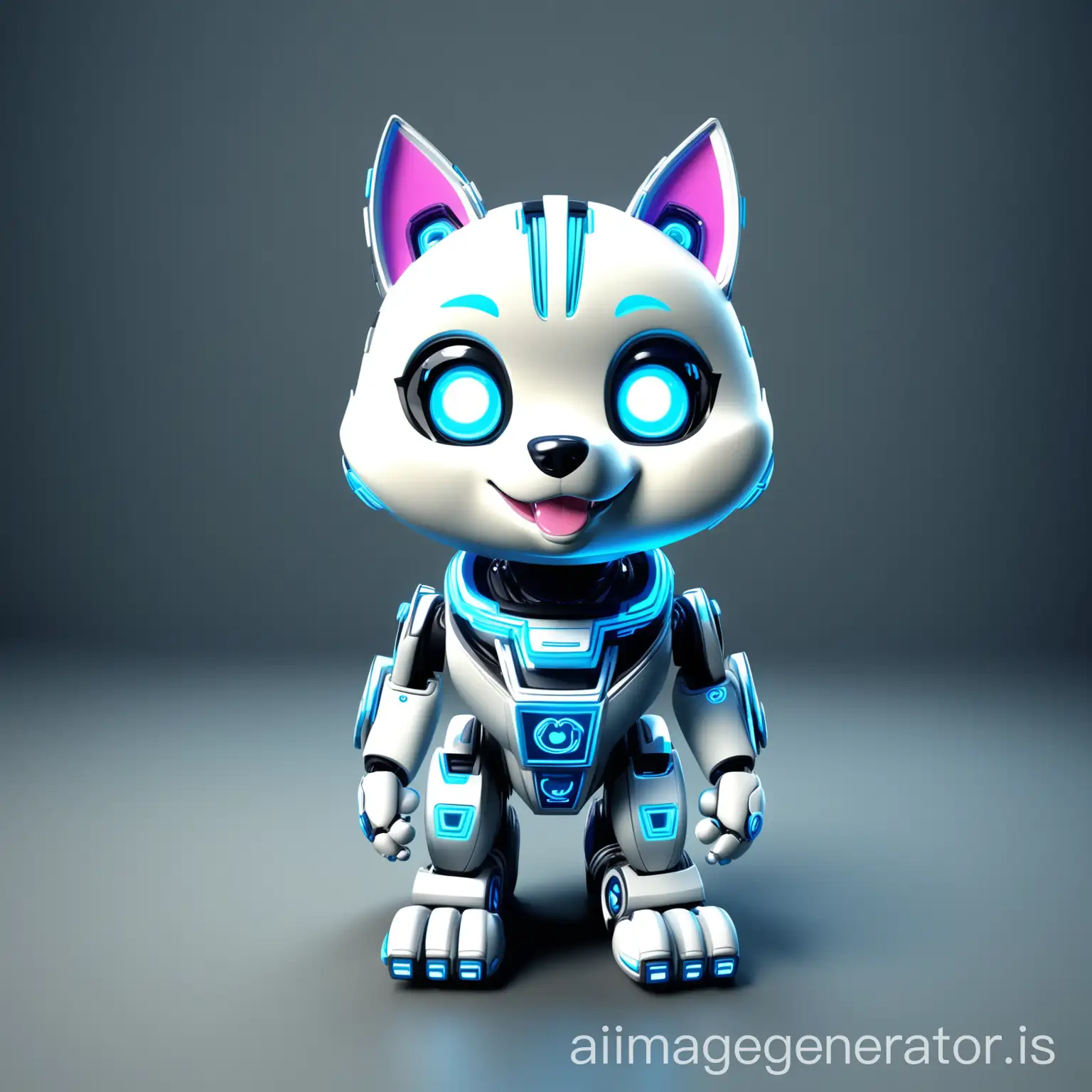 husky cute  puppysncyber robot happy stylized  3d