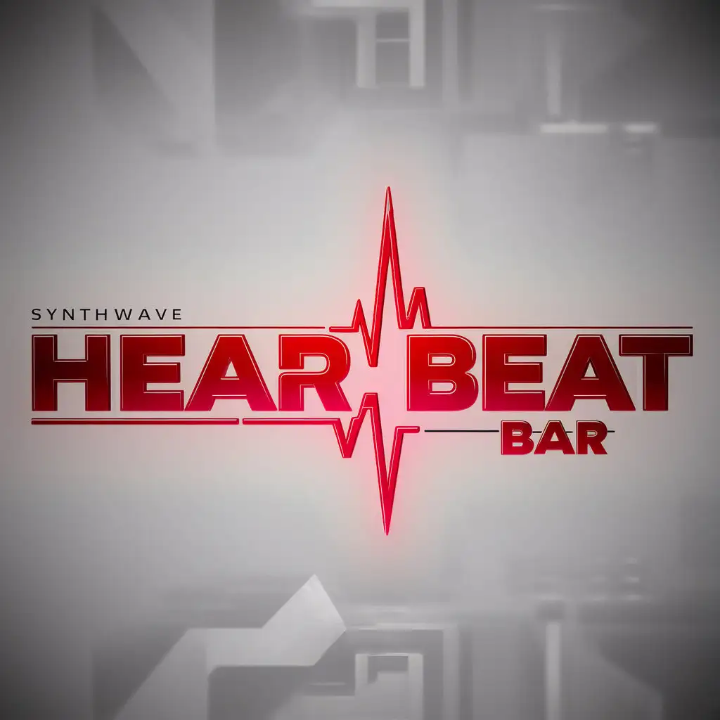 a logo design,with the text "Heartbeat Bar", main symbol:heartbeat,neon light,rhythm,synthwave,cyberpunk,future,Bar element,Minimalistic,clear background