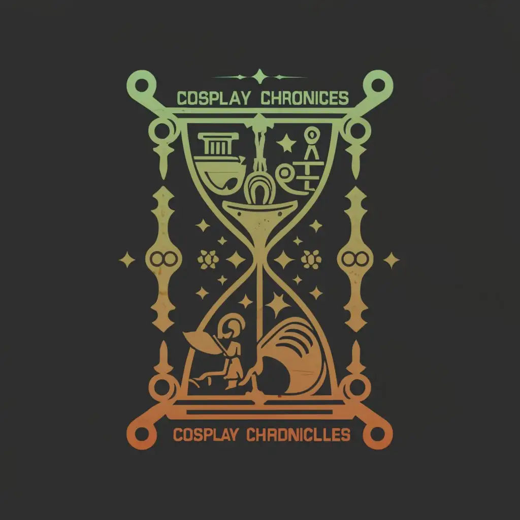 LOGO-Design-For-Cosplay-Chronicles-Fantasy-Hourglass-Emblem-with-Dynamic-Cosplayer-Silhouette