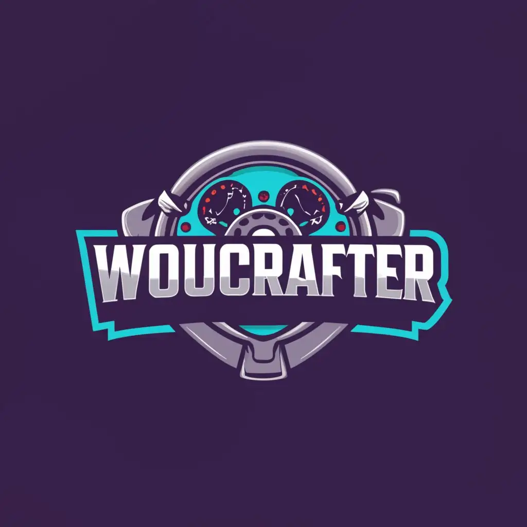 a logo design,with the text "Woucrafter", main symbol:Make a twitch logo with the following description: frequently played games are euro truck simulator and american truck simulator and the colors are shades of blue don't forget letters,complex,be used in twitch industry,clear background