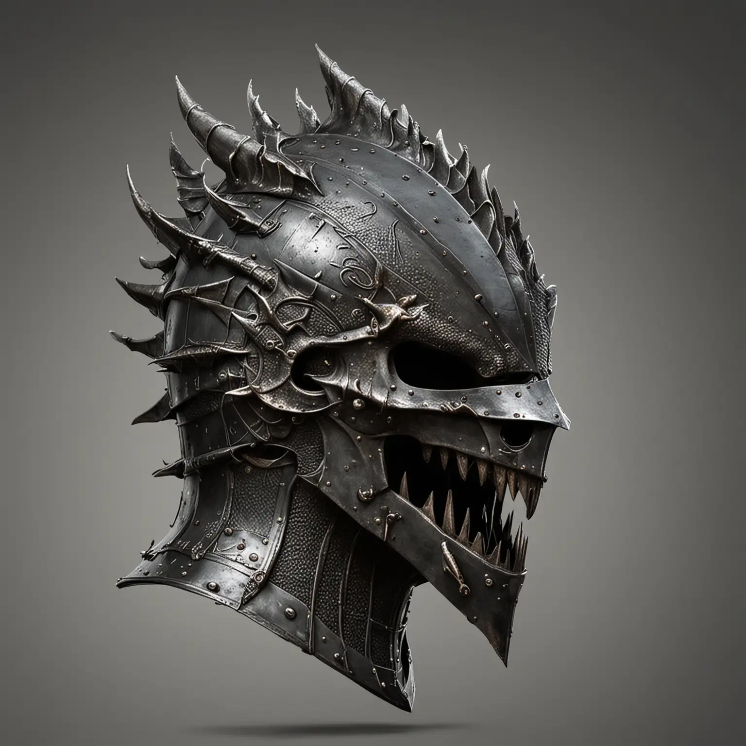 реалистичный средневековый шлем рыцаря в форме головы дракона