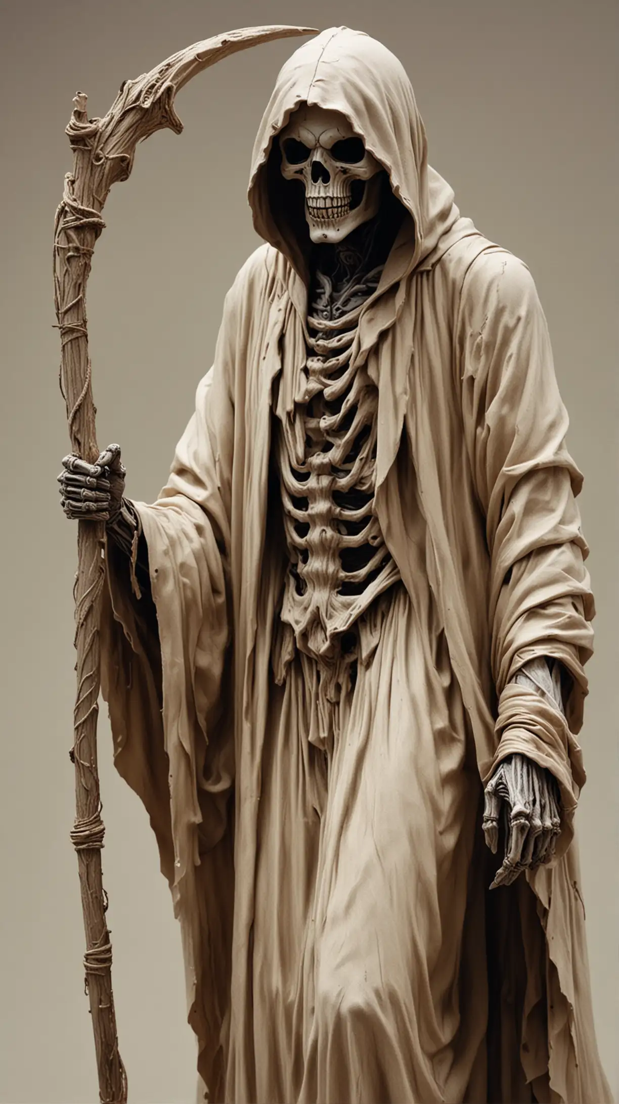 Beige Grim Reaper Portrait with Prestigious Aura