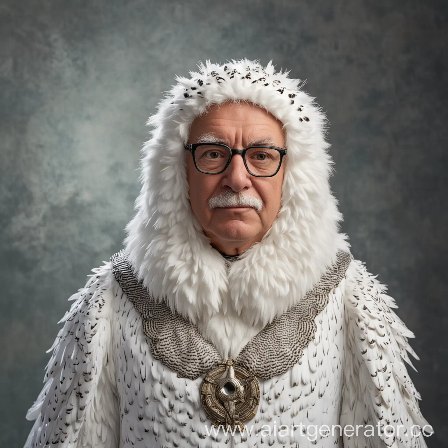 Colonel-Harland-David-Sanders-Impersonating-a-Snowy-Owl