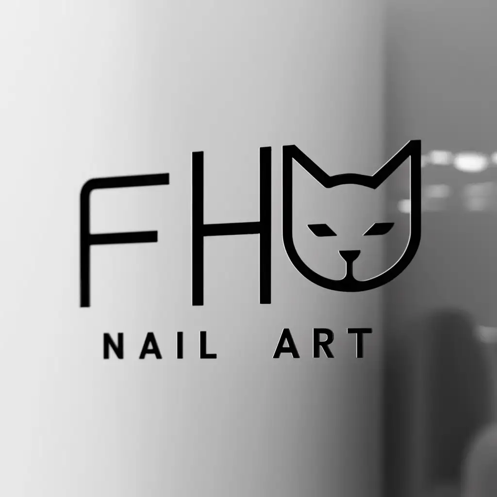 a logo design,with the text "fh", main symbol:cat,Minimalistic,be used in nail art industry,clear background