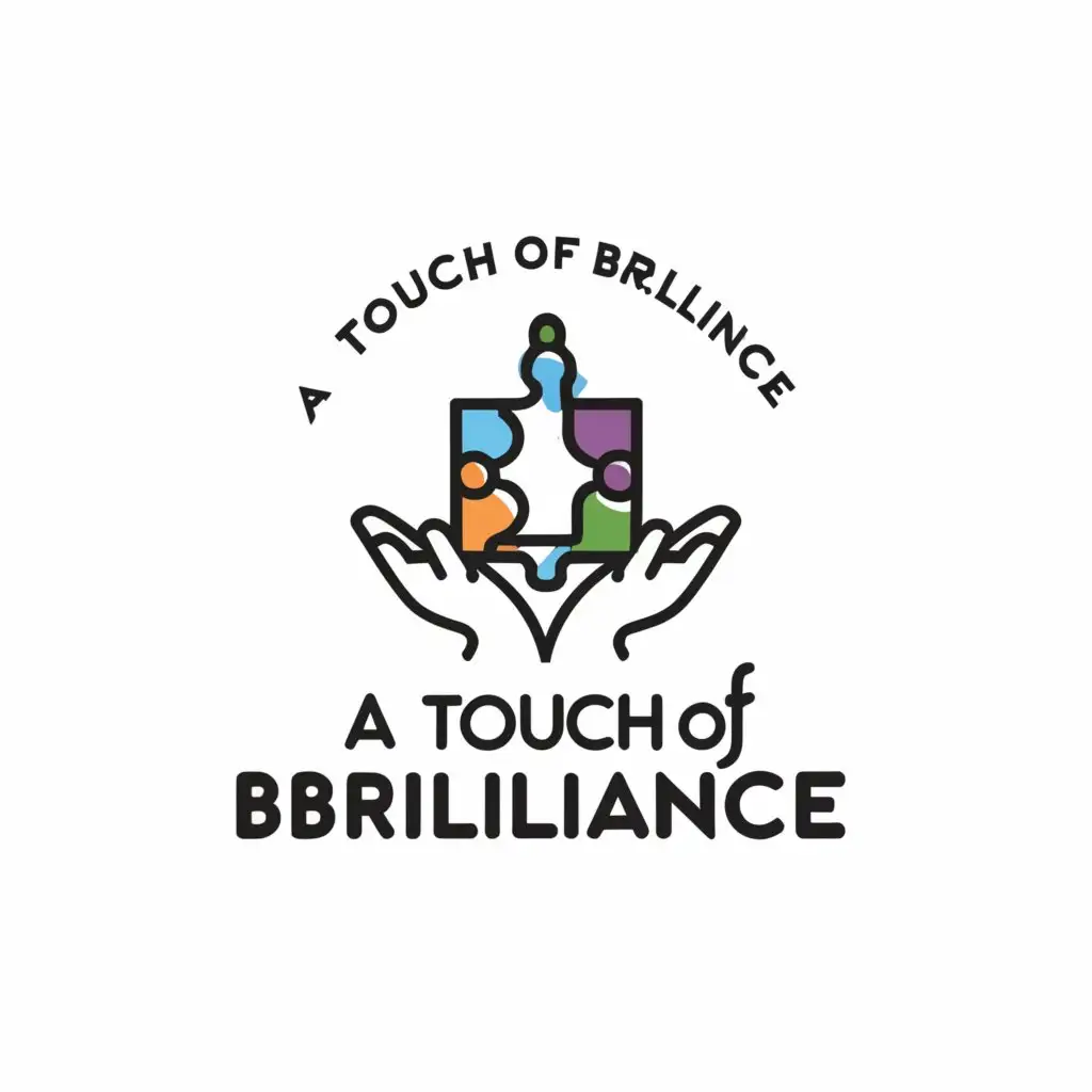 a logo design,with the text "A touch of brilliance", main symbol:Child hand and puzzle pieces,complex,be used in Retail industry,clear background