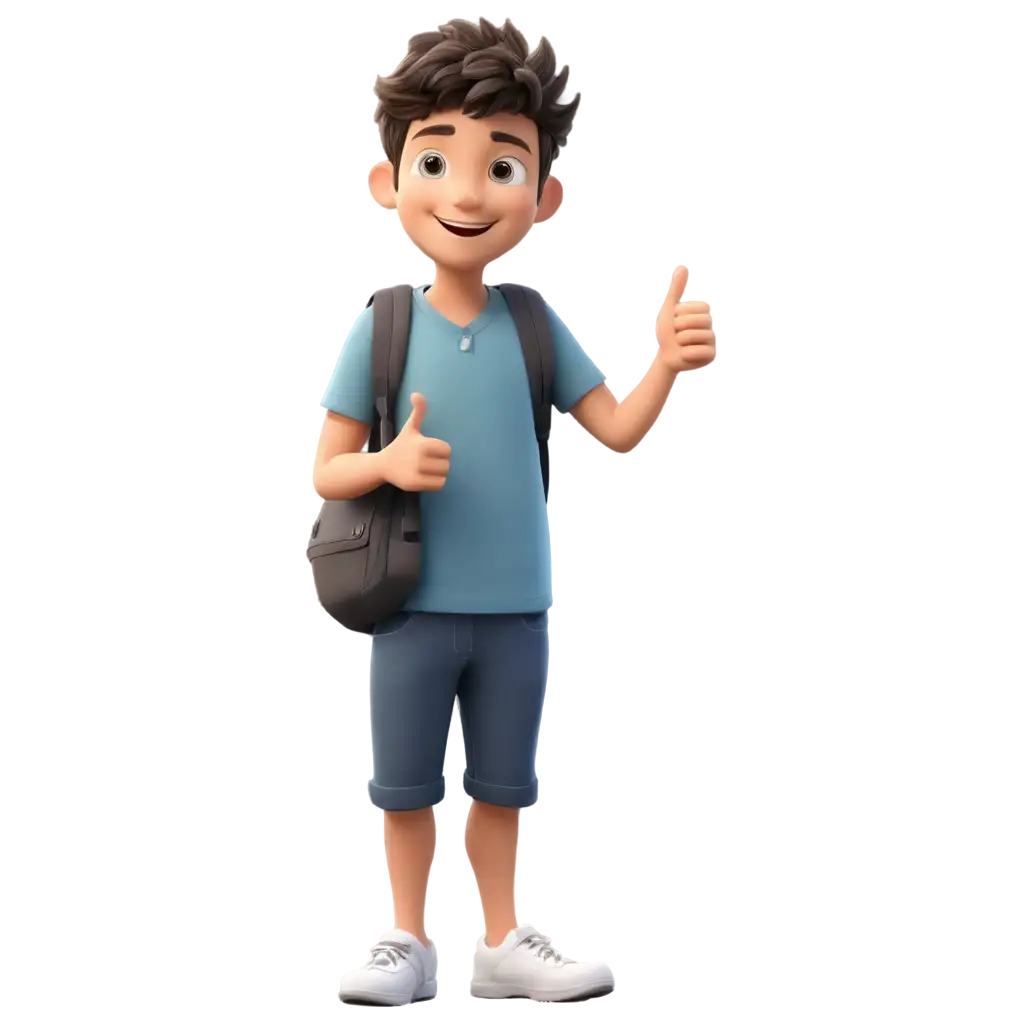 a cute boy cartoon happy with thumbs up