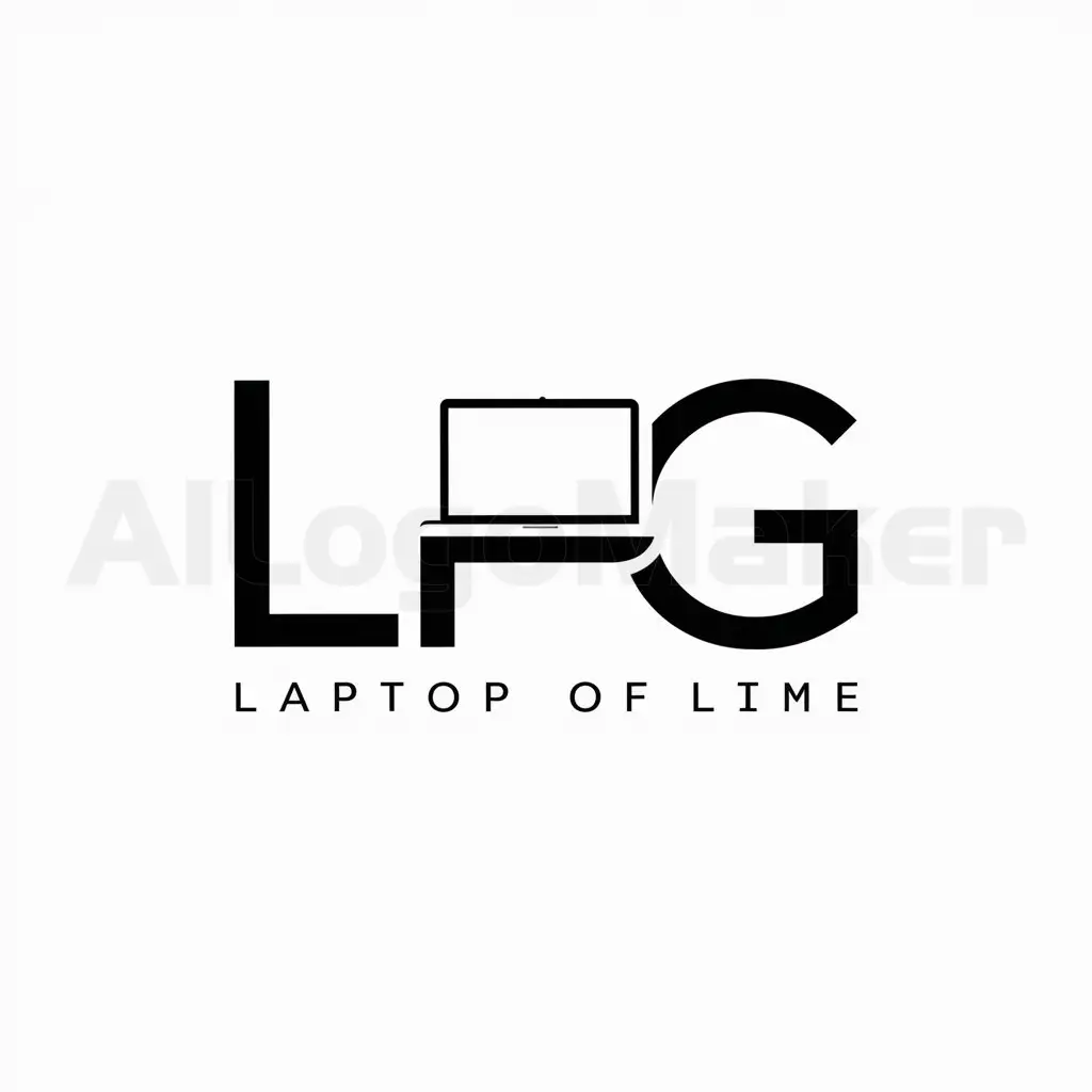 a logo design,with the text "LPG", main symbol:LAPTOP,Minimalistic,clear background