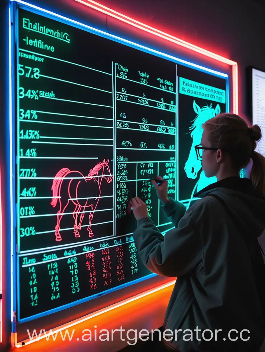 Individual-Analyzing-Equine-Data-on-Vibrant-Neon-Display