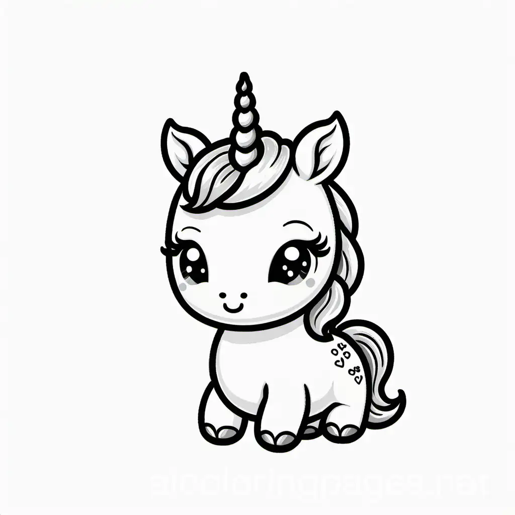 baby unicorn no background, Coloring Page, black and white, line art, white background, Simplicity, Ample White Space