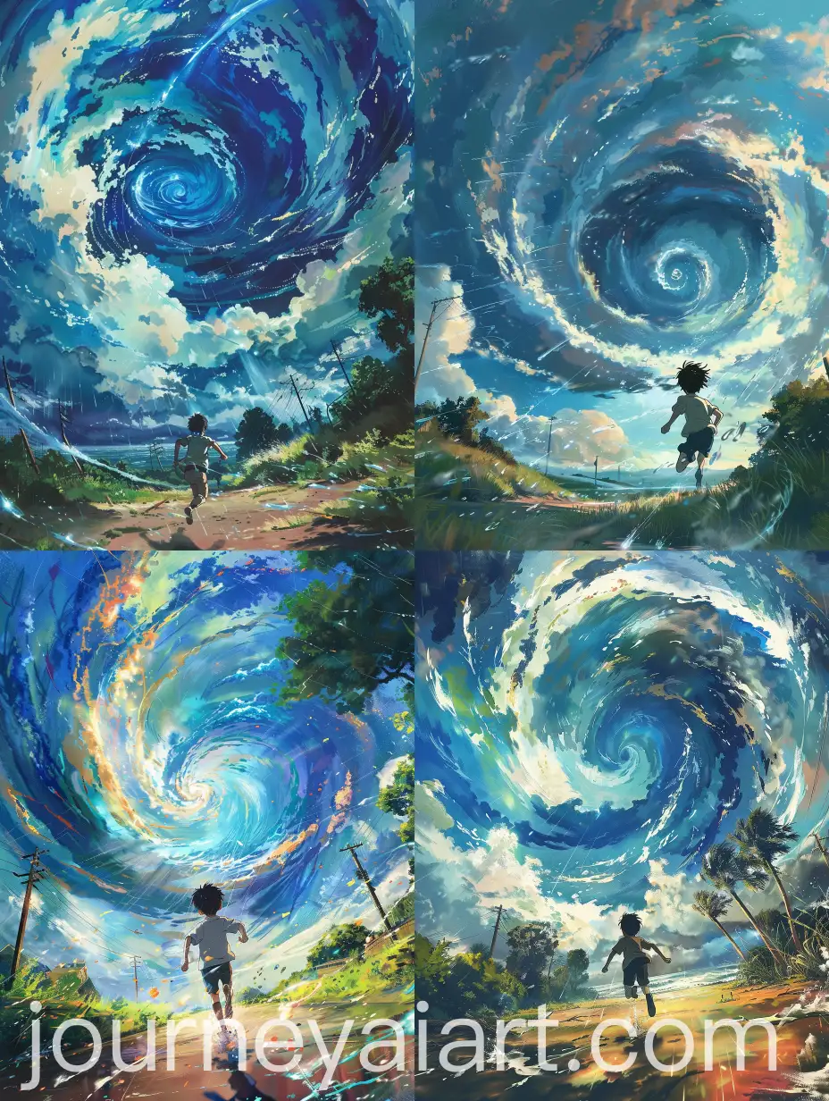 Colorful-Hurricane-Boy-Running-towards-Studio-Ghibli-Anime-Cinematic