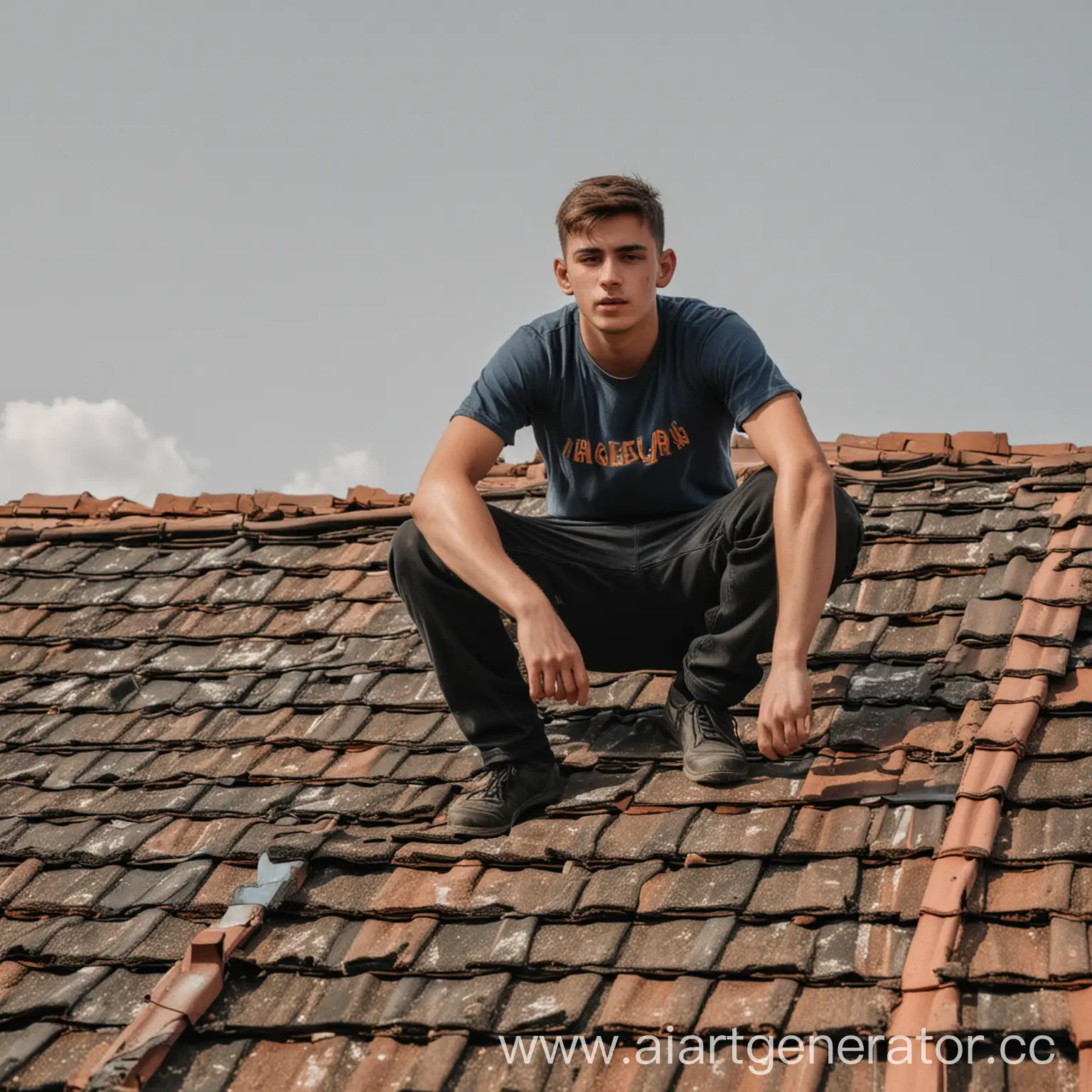 Young-Man-Enjoying-the-View-from-House-Roof