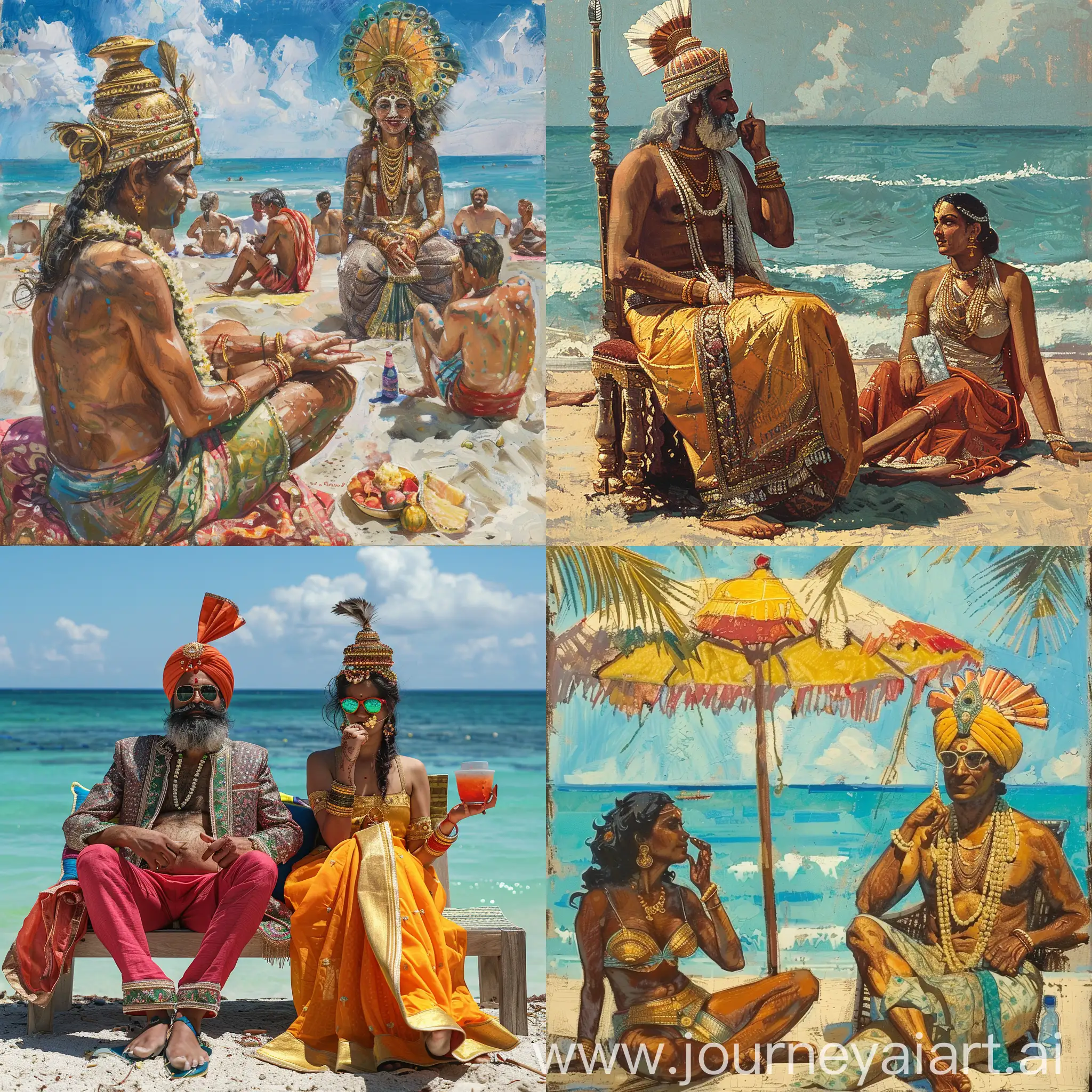 Indian-Queen-and-King-Relaxing-on-the-Beach