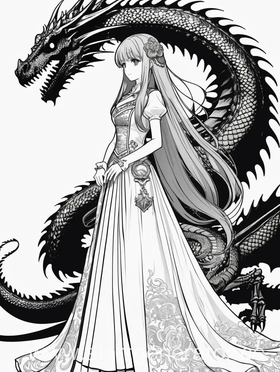Adorable-Manga-Girl-with-Dragon-Skeleton-Intriguing-Sketch-in-HighQuality-Manga-Style
