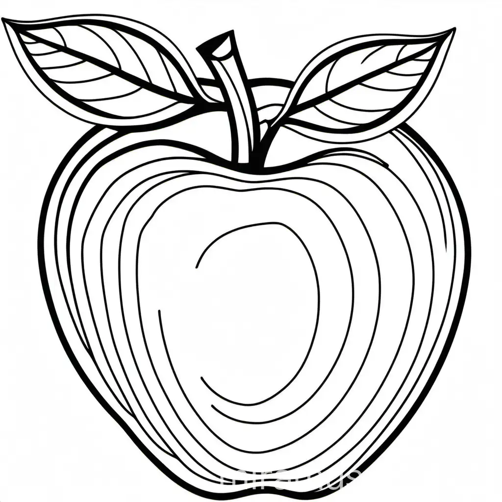Generate an apple coloring pages for kids with bold and easy design.