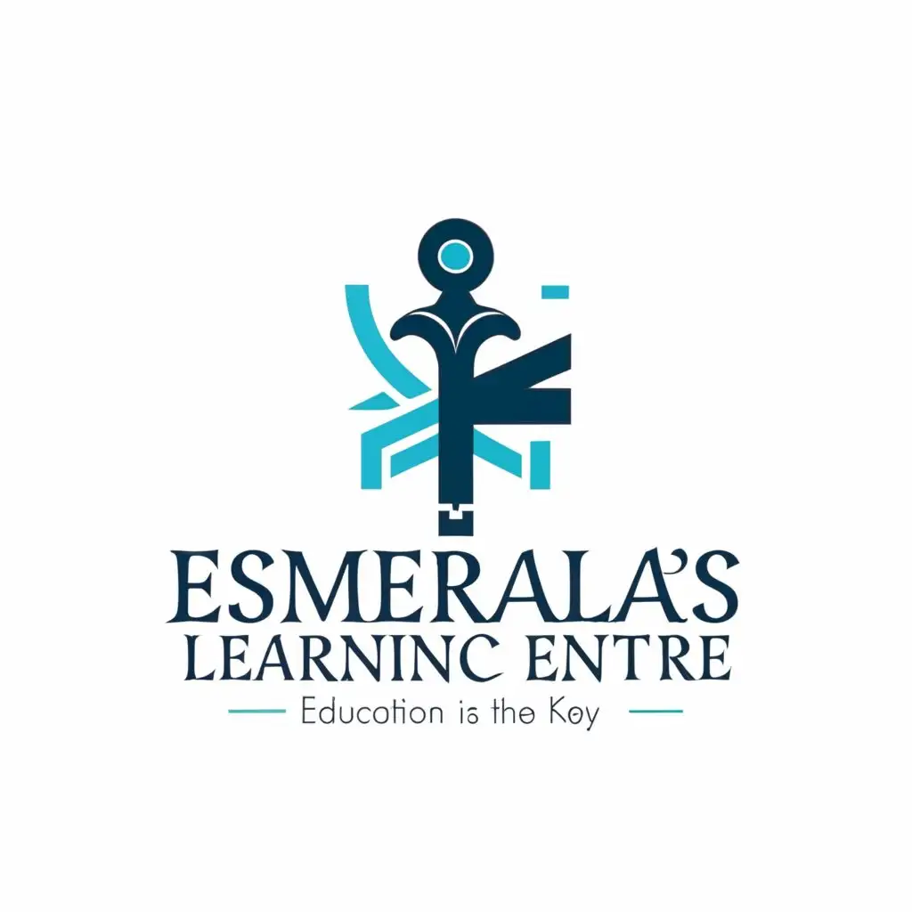 a logo design,with the text "Esmeralda’s Learning Centre", main symbol:Company Description: Adult Learning School
Company Slogan: Education is the Key
Company Colors: Blue, Black and White
Extra Features: Add any feature that will suit the logo,Minimalistic,be used in Education industry,clear background