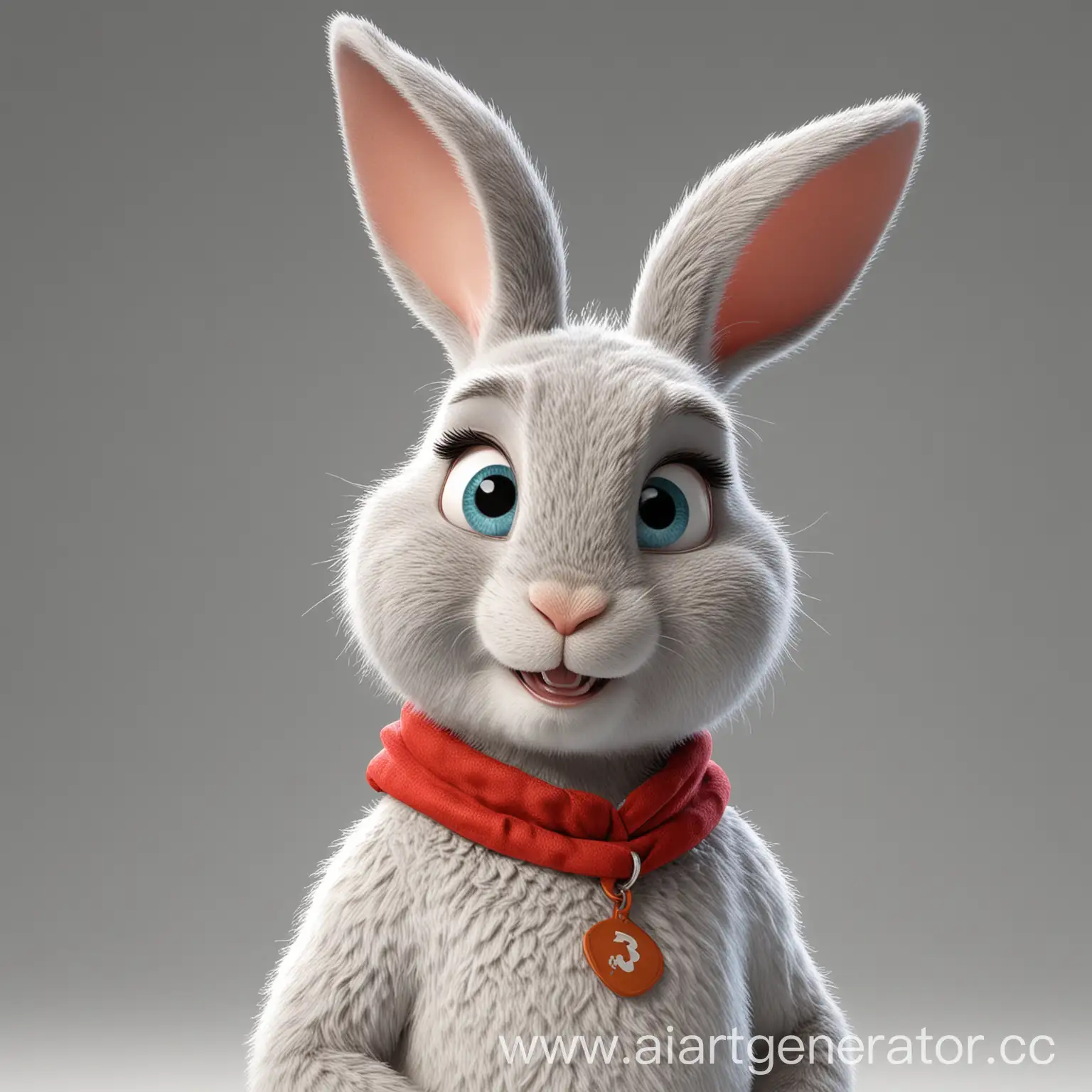 Pixar, 3d персонажк кролик в костюме на белом фоне по грудь, минимум деталей