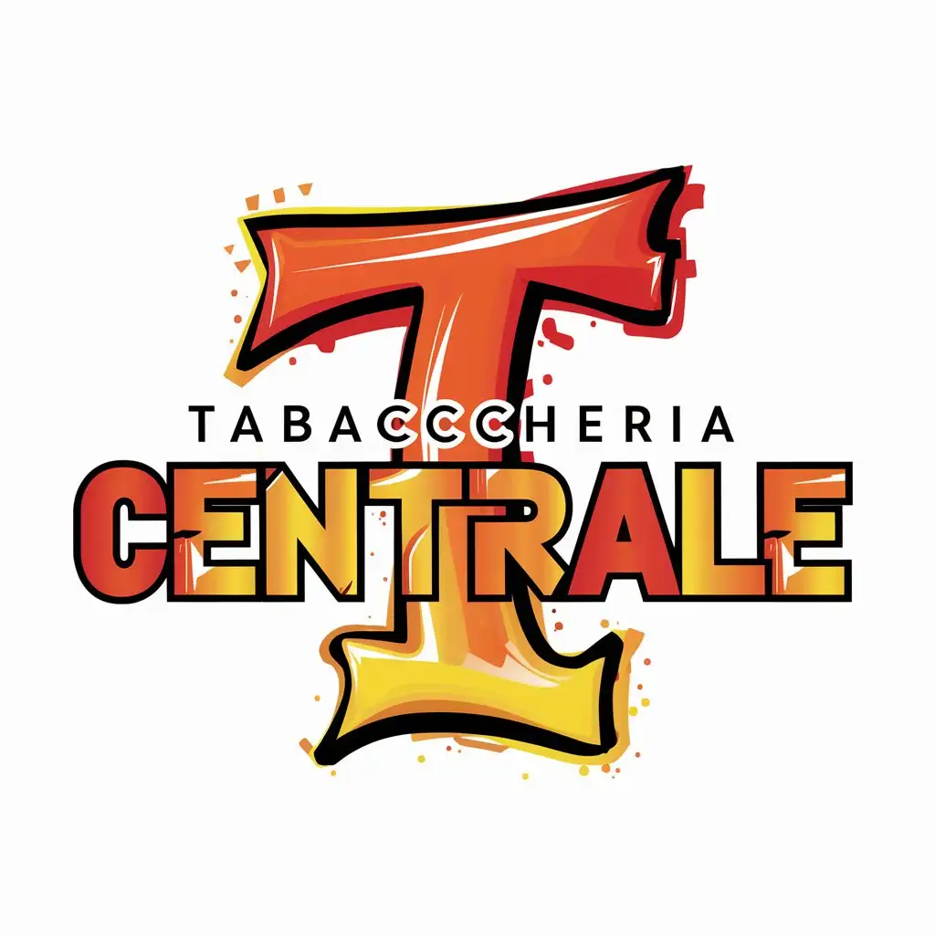 graffiti style logo for a tobacco shop called Tabaccheria Centrale. No background. White background