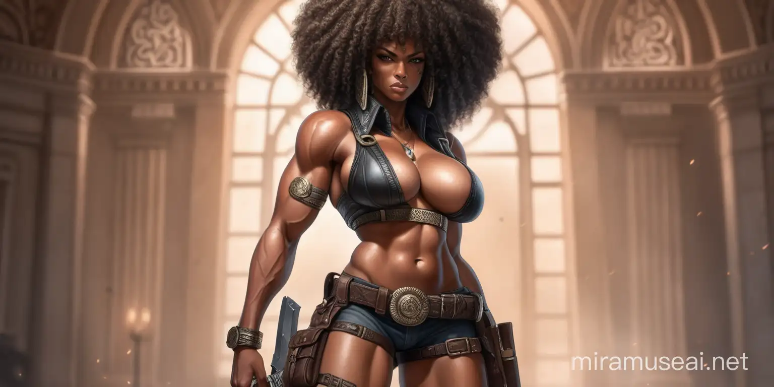 Powerful Black Woman Assassin with Scars and Knives