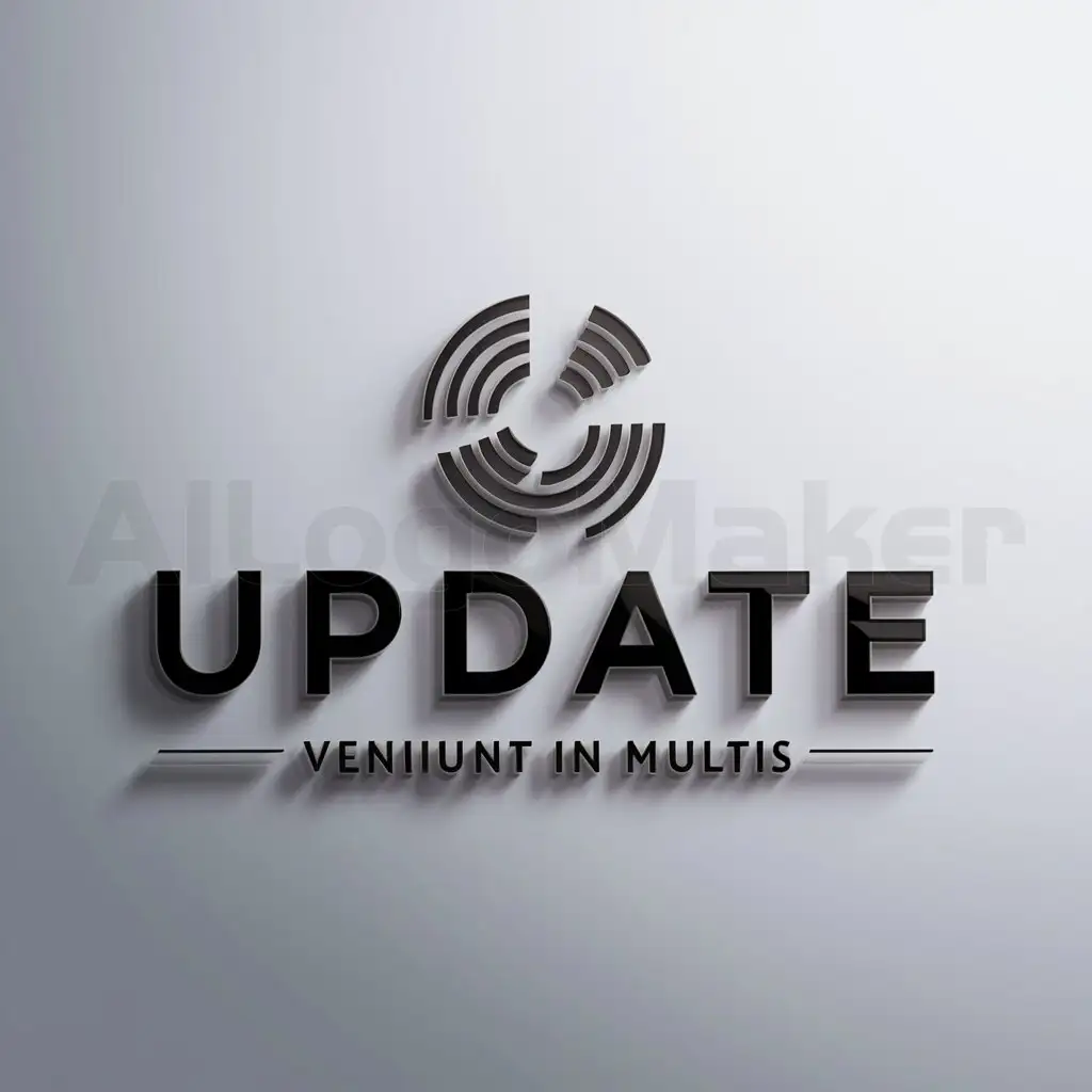 a logo design,with the text "update", main symbol:CREATE A LOGO OF THE NAME UPDATE AND THE MOTTO VENIUNT IN MULTIS IN THE THEMES OF THE SOFTWARE,Moderate,clear background