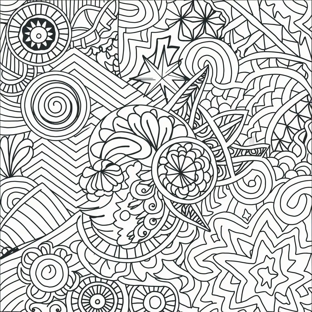 Abstract Geometric Pattern Coloring Page for Relaxation and Mindfulness