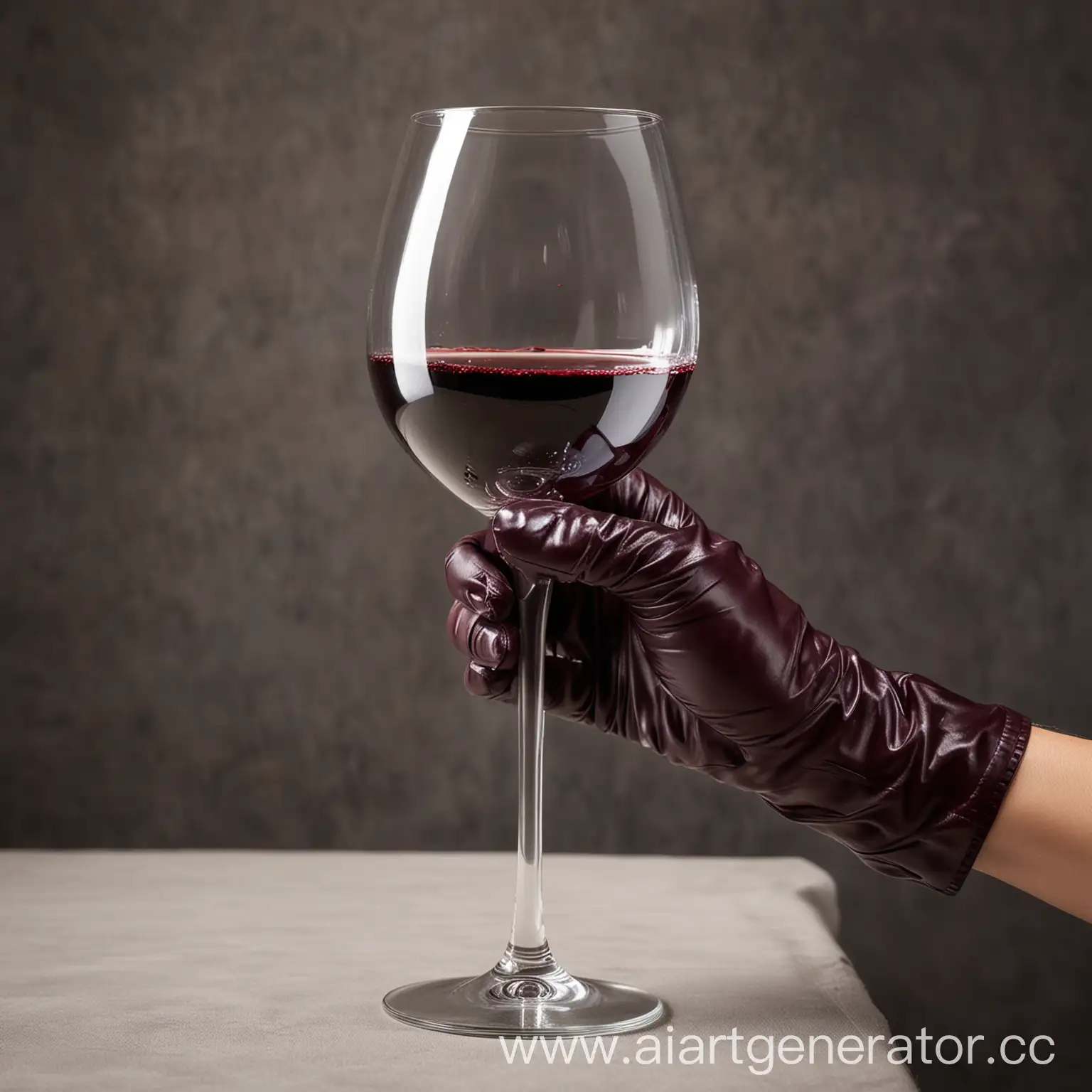 женская рука в перчатке с бокалом вина

