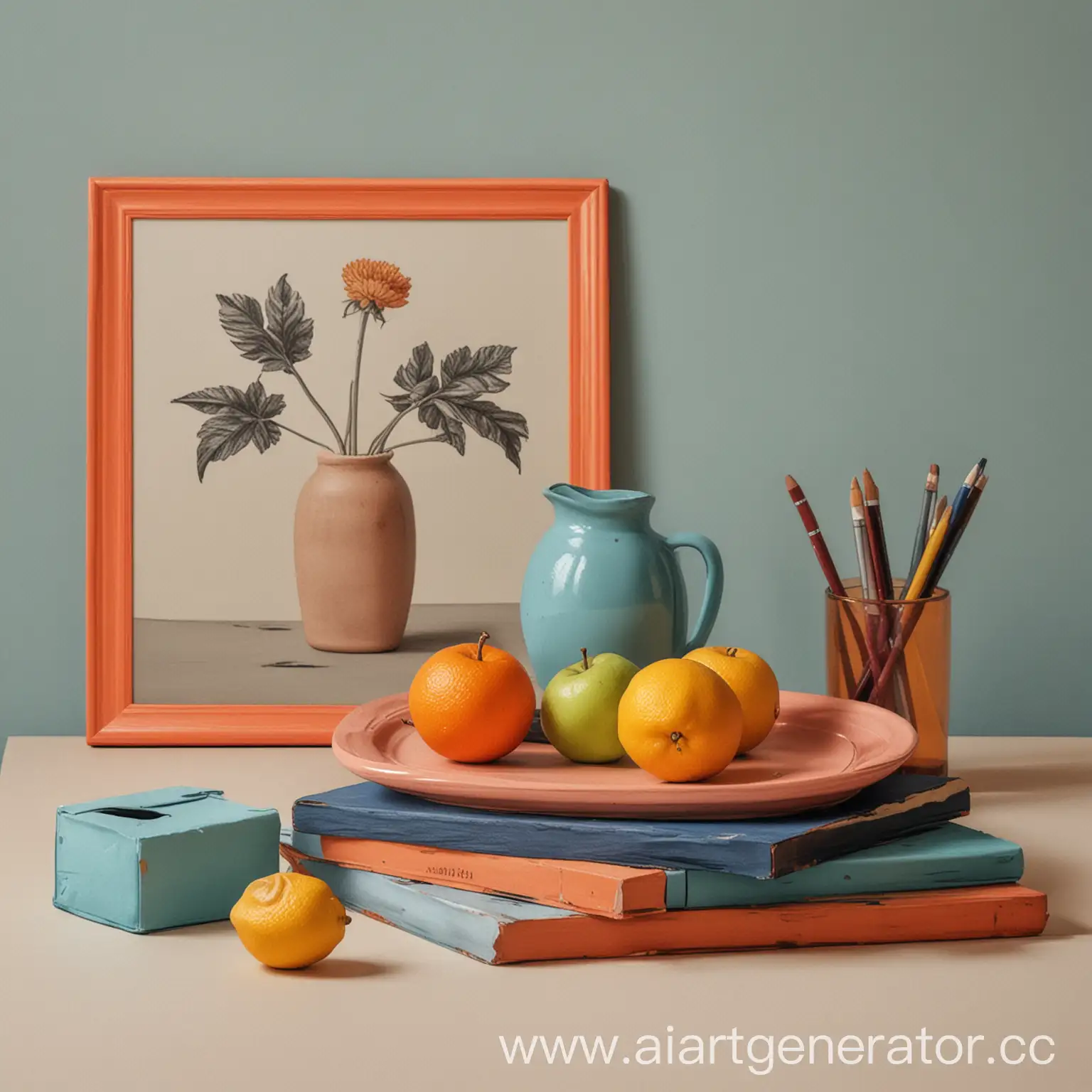 Vibrant-Still-Life-Composition-with-Colored-Frames-and-Everyday-Objects