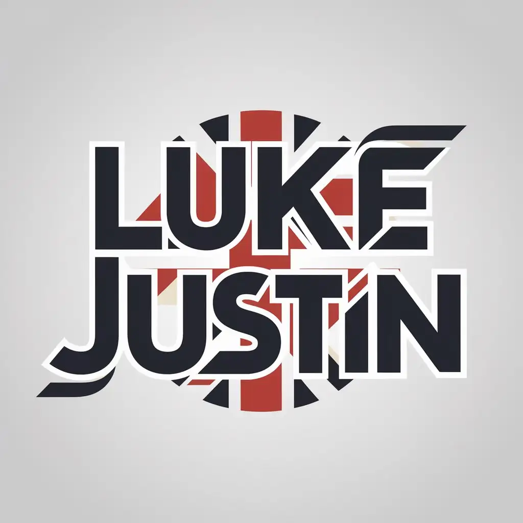 a logo design,with the text "Luke Justin", main symbol:UK Flag,Moderate,clear background