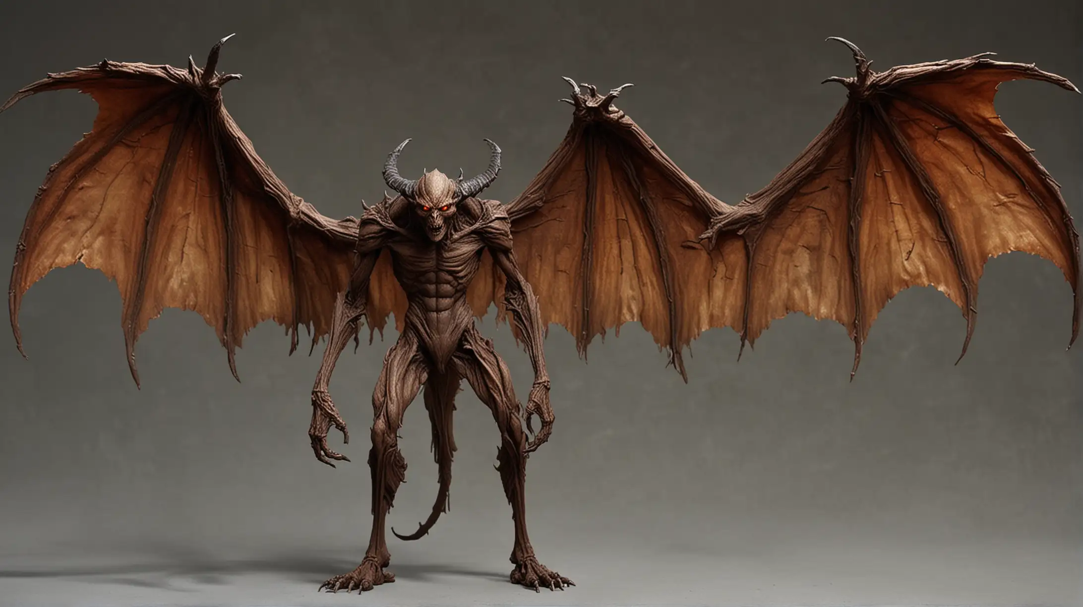 Tall Brown Demon Entity with Wings