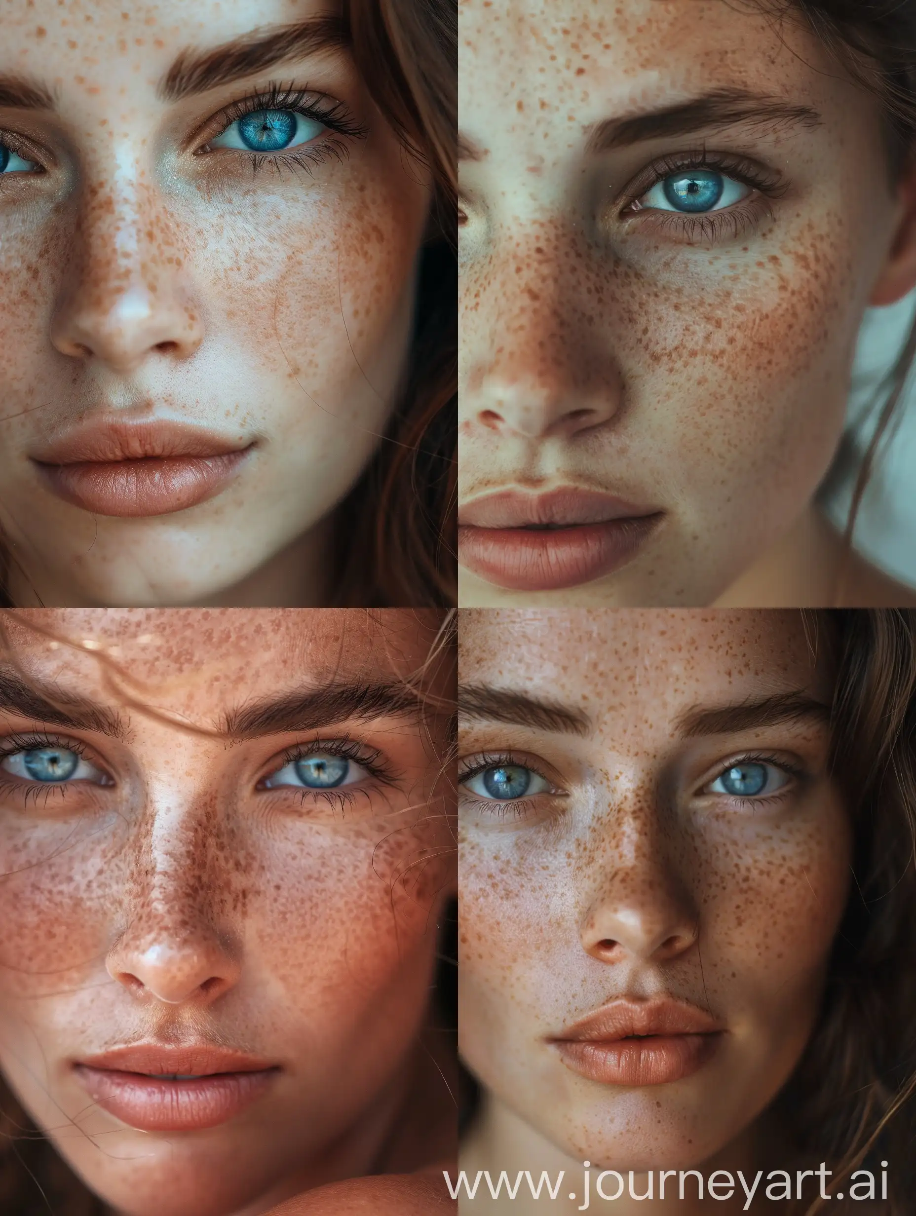 CloseUp-Portrait-of-a-Beautiful-Woman-with-Freckles-and-Blue-Eyes