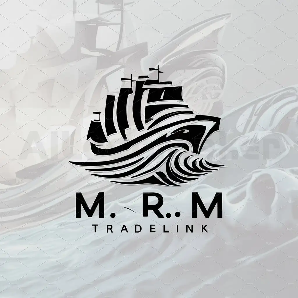 LOGO-Design-for-MRM-TRADELINK-Nautical-Elegance-with-Ship-Symbol-on-Clear-Background