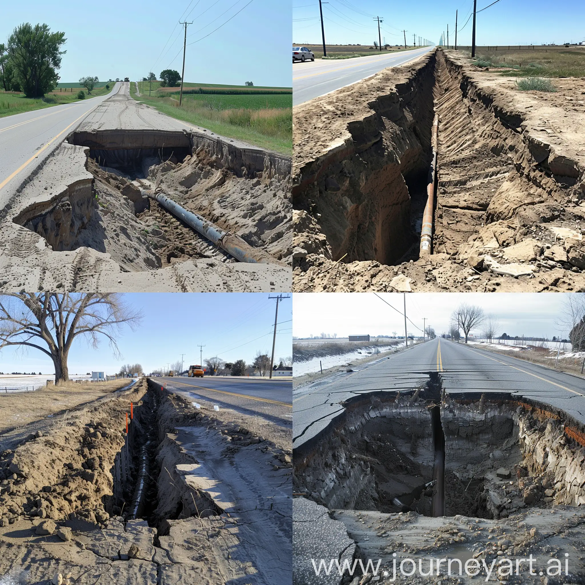 Rural-Roadside-Pipeline-Construction-with-Tapered-Ditches