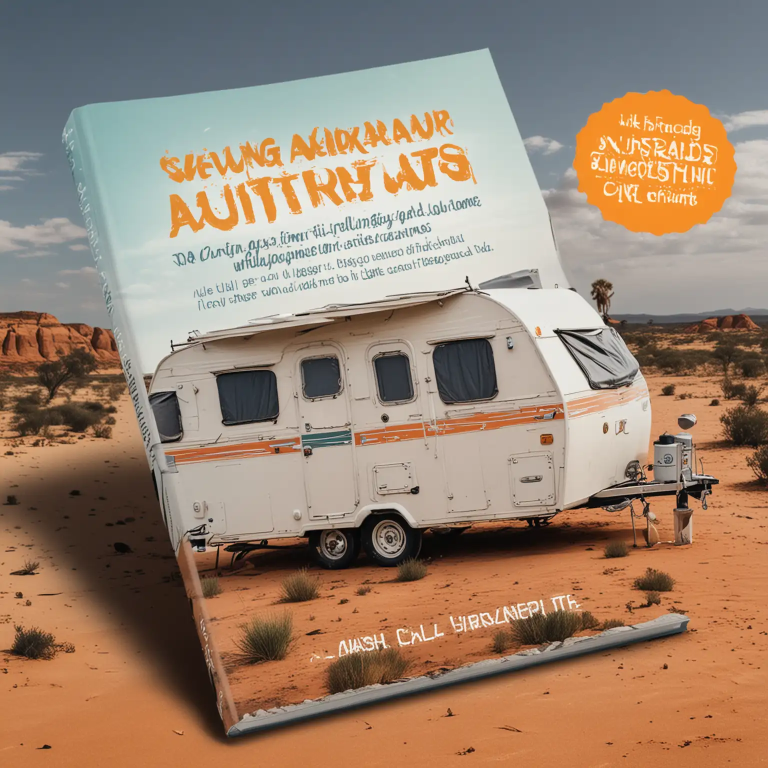 design a cover for a book about quitting your job, travelling fulltime around australia in a caravan while also creating passive income streams