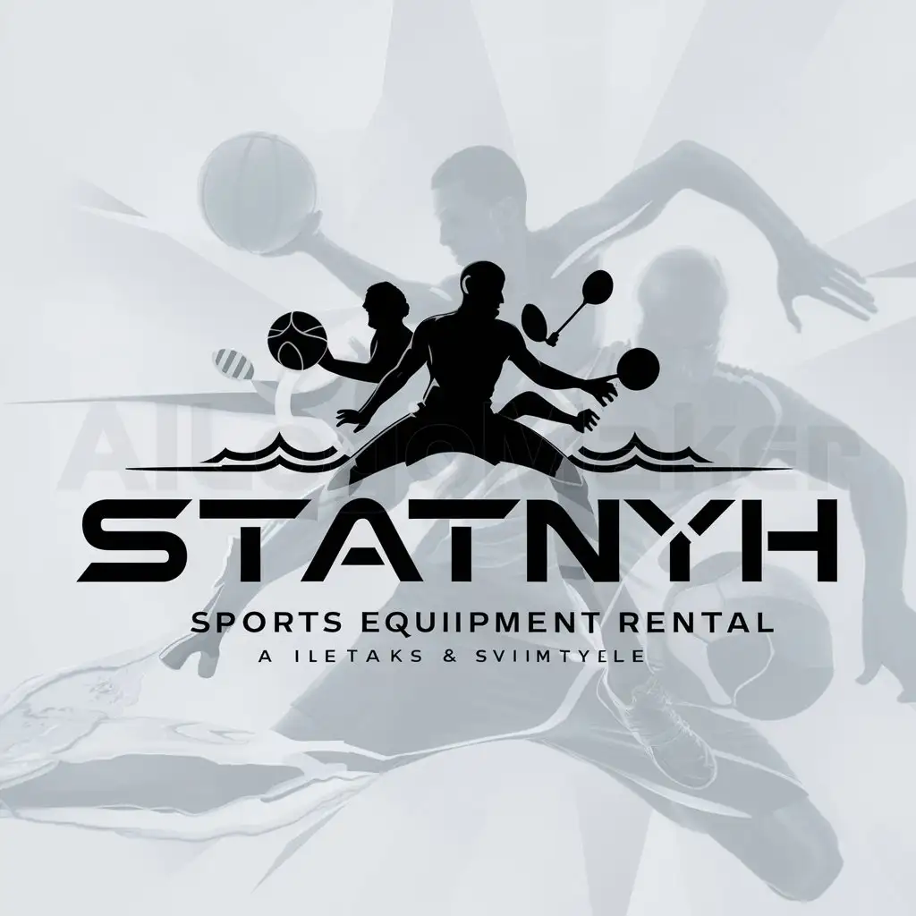 a logo design,with the text "Statnyh", main symbol:rental of sports equipment,complex,clear background