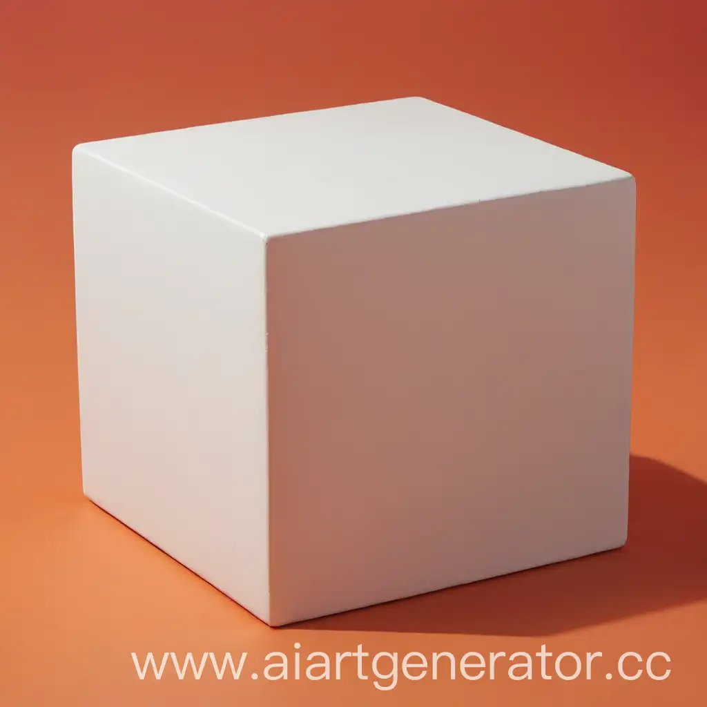 Minimalist-White-Cube-on-Vibrant-OrangeRed-Background